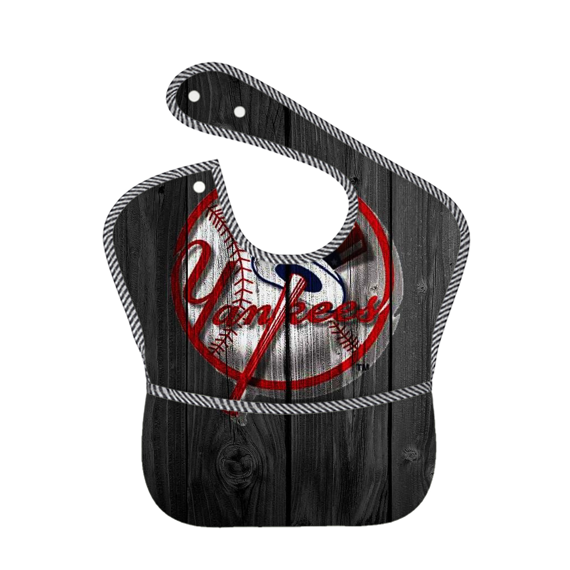 New York Yankees 131 Adjustable Waterproof Toddler Bib – Full-Print Durable Polyester – Foldable Crumb Pocket – Easy Snap Closure – Soft