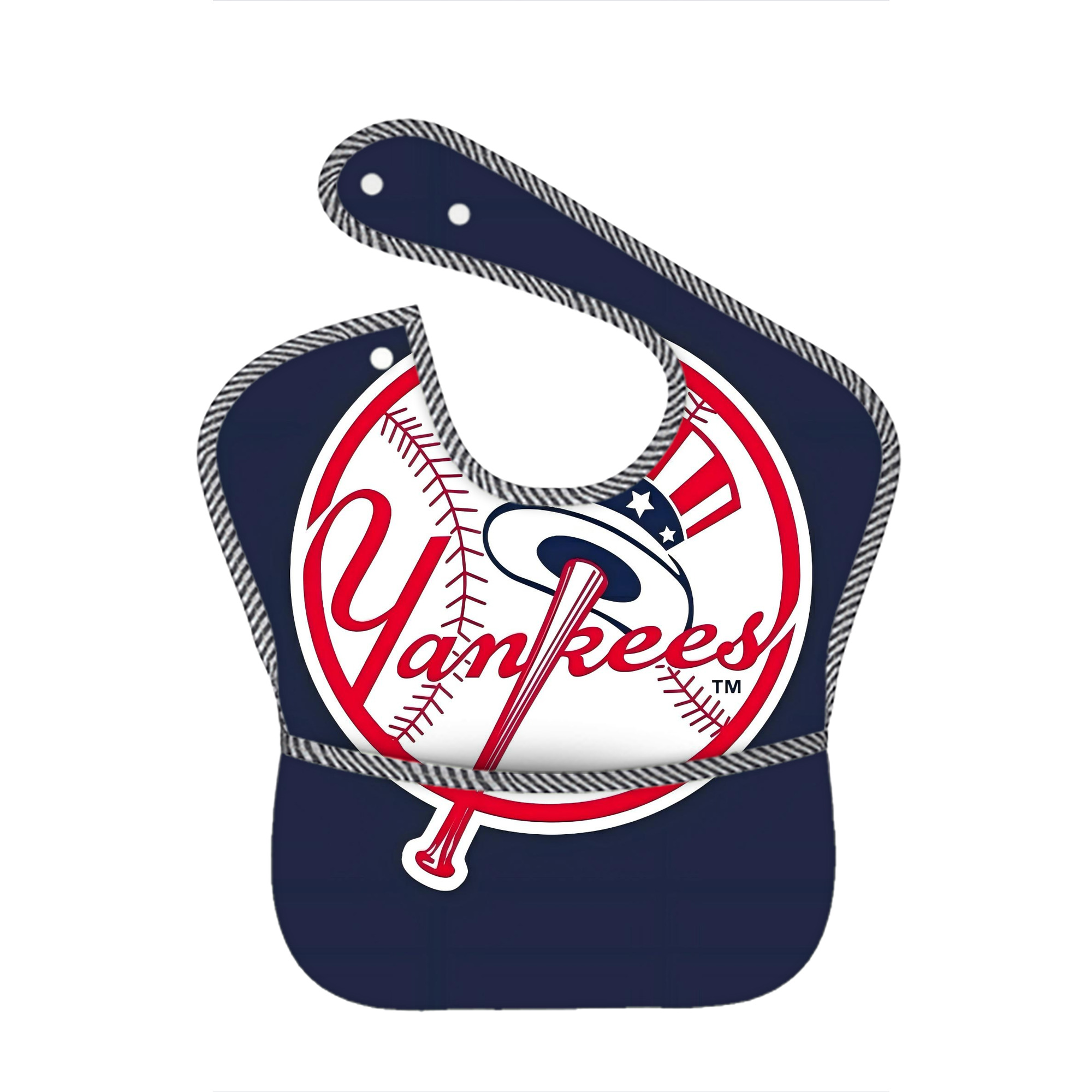 New York Yankees 157 Adjustable Waterproof Toddler Bib – Full-Print Durable Polyester – Foldable Crumb Pocket – Easy Snap Closure – Soft