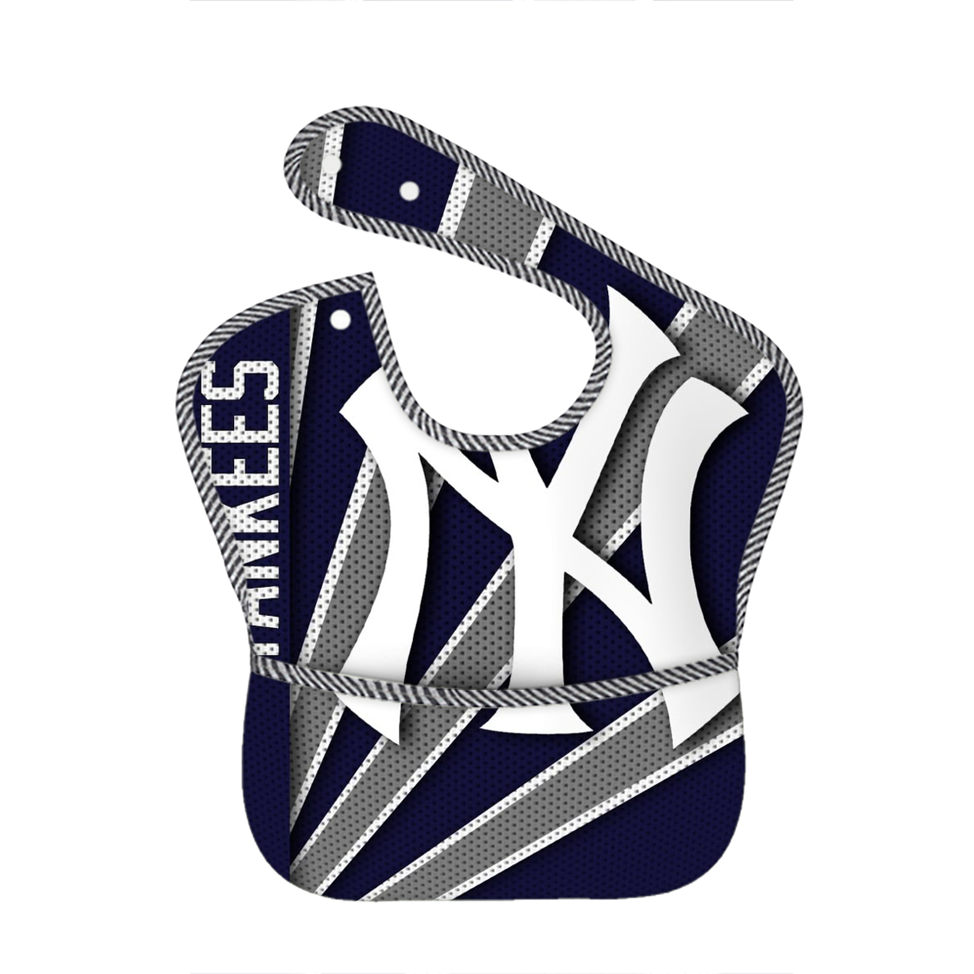 New York Yankees 168 Adjustable Waterproof Toddler Bib – Full-Print Durable Polyester – Foldable Crumb Pocket – Easy Snap Closure – Soft