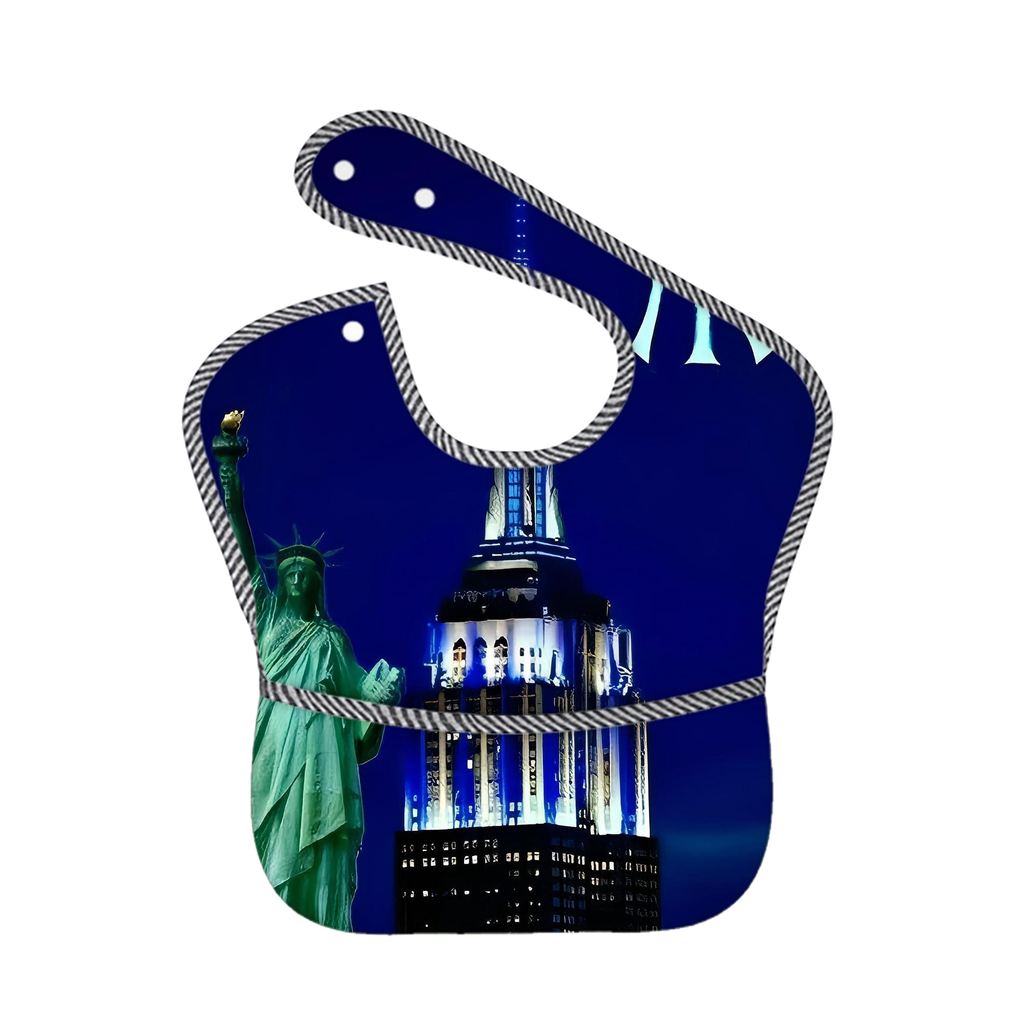 New York Yankees 175 Adjustable Waterproof Toddler Bib – Full-Print Durable Polyester – Foldable Crumb Pocket – Easy Snap Closure – Soft