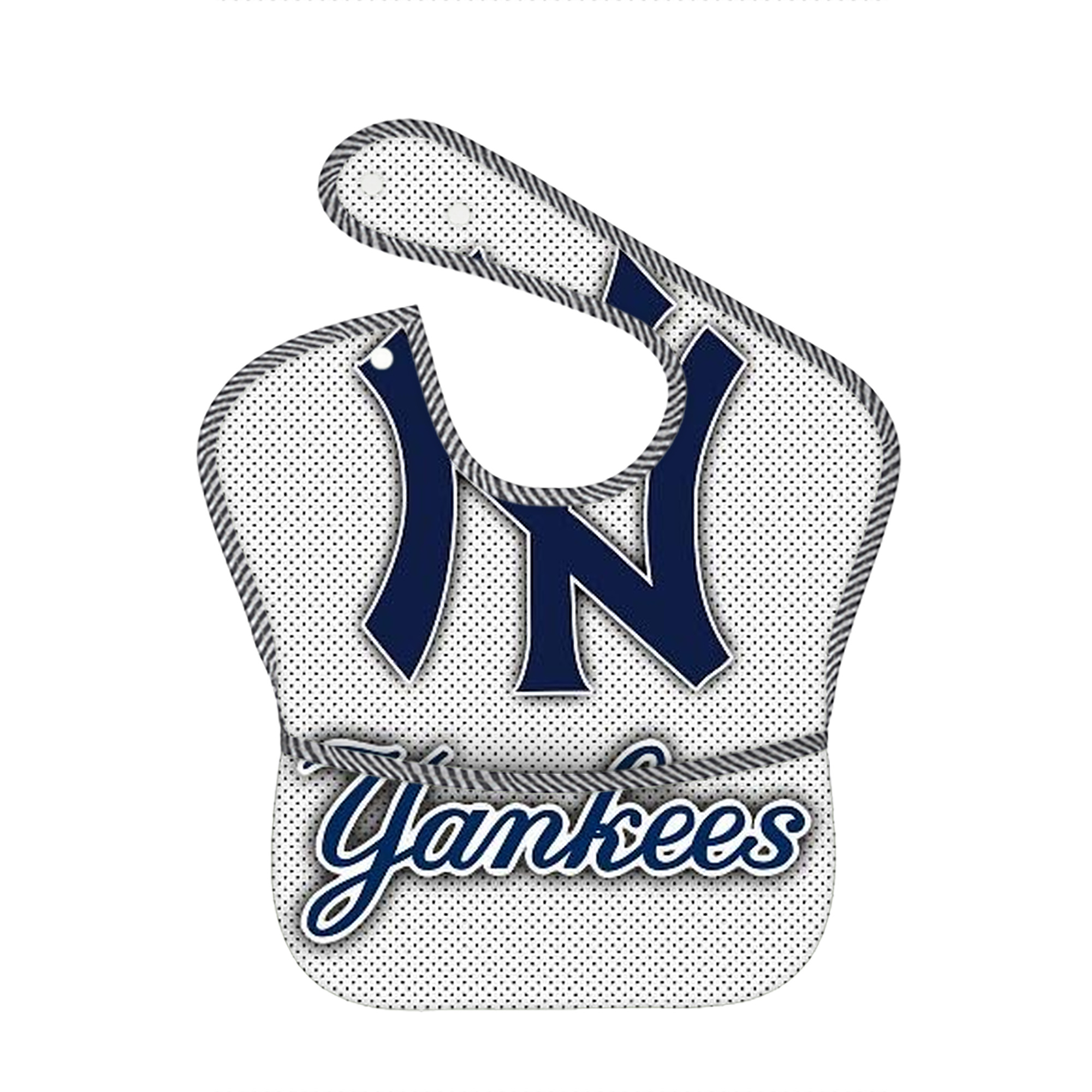 New York Yankees 192 Adjustable Waterproof Toddler Bib – Full-Print Durable Polyester – Foldable Crumb Pocket – Easy Snap Closure – Soft