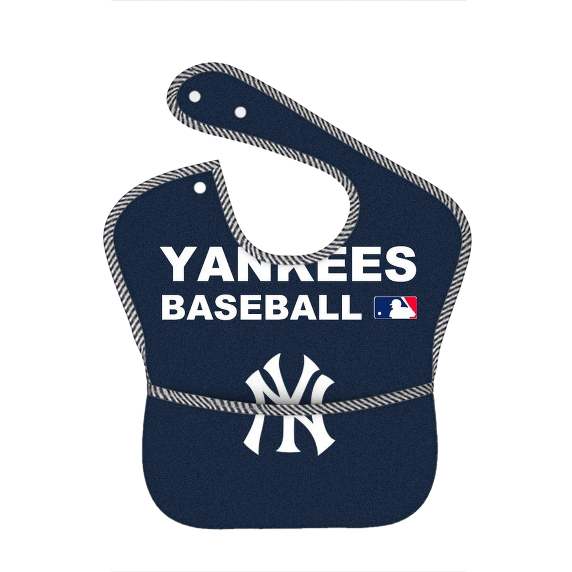 New York Yankees 214 Adjustable Waterproof Toddler Bib – Full-Print Durable Polyester – Foldable Crumb Pocket – Easy Snap Closure – Soft