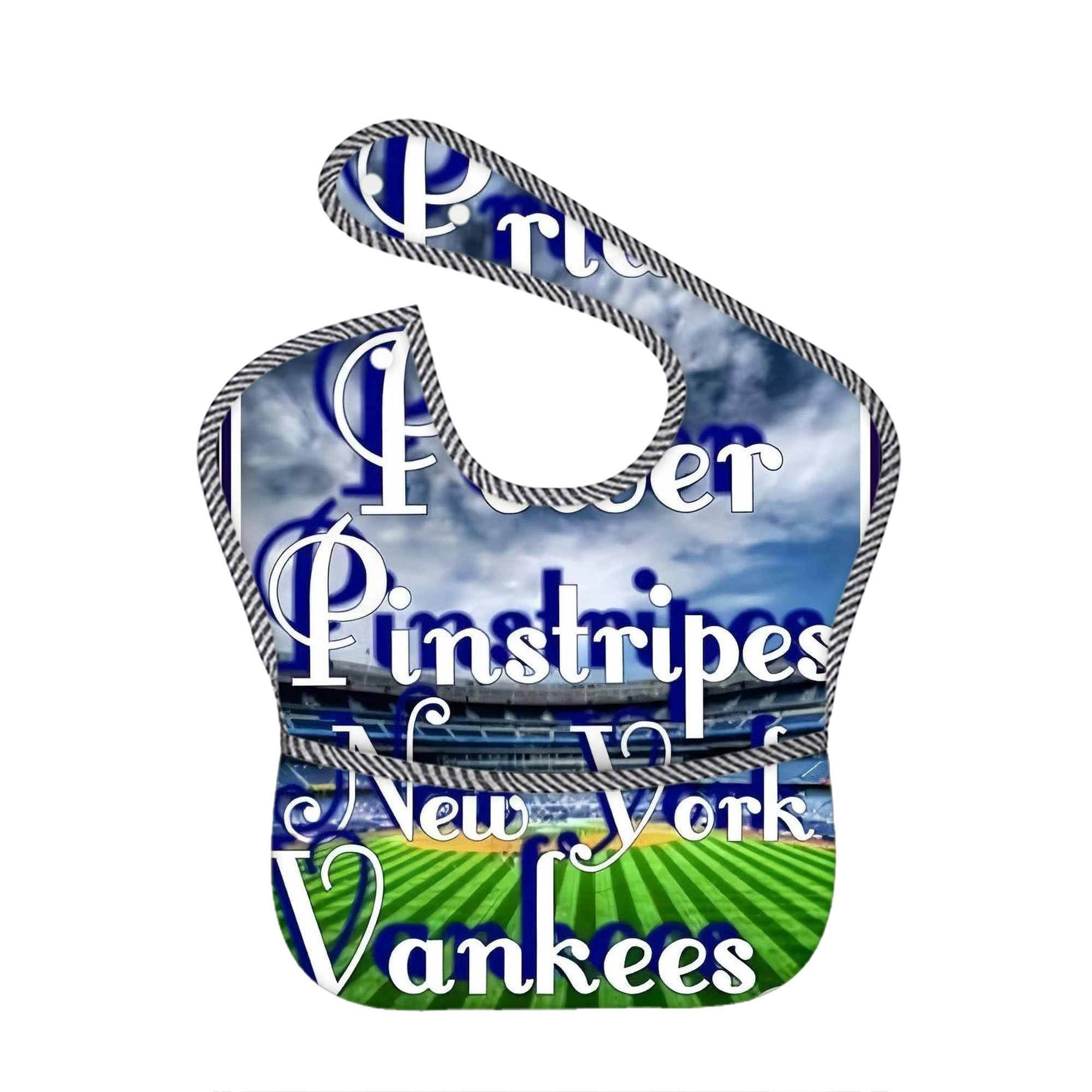 New York Yankees 309 Adjustable Waterproof Toddler Bib – Full-Print Durable Polyester – Foldable Crumb Pocket – Easy Snap Closure – Soft