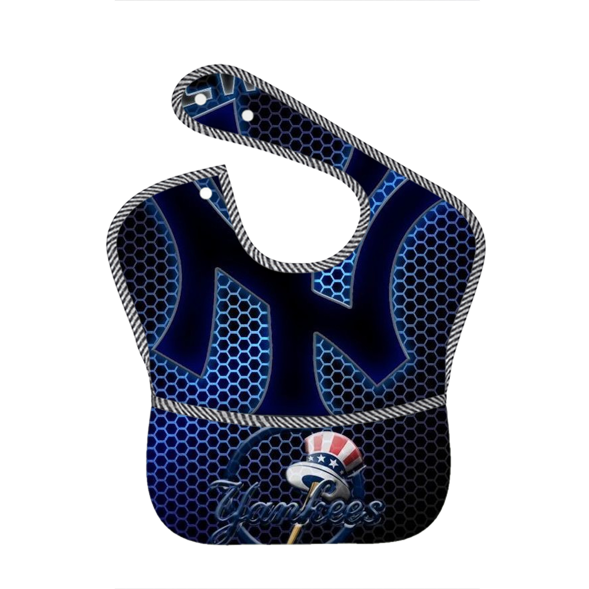 New York Yankees 319 Adjustable Waterproof Toddler Bib – Full-Print Durable Polyester – Foldable Crumb Pocket – Easy Snap Closure – Soft