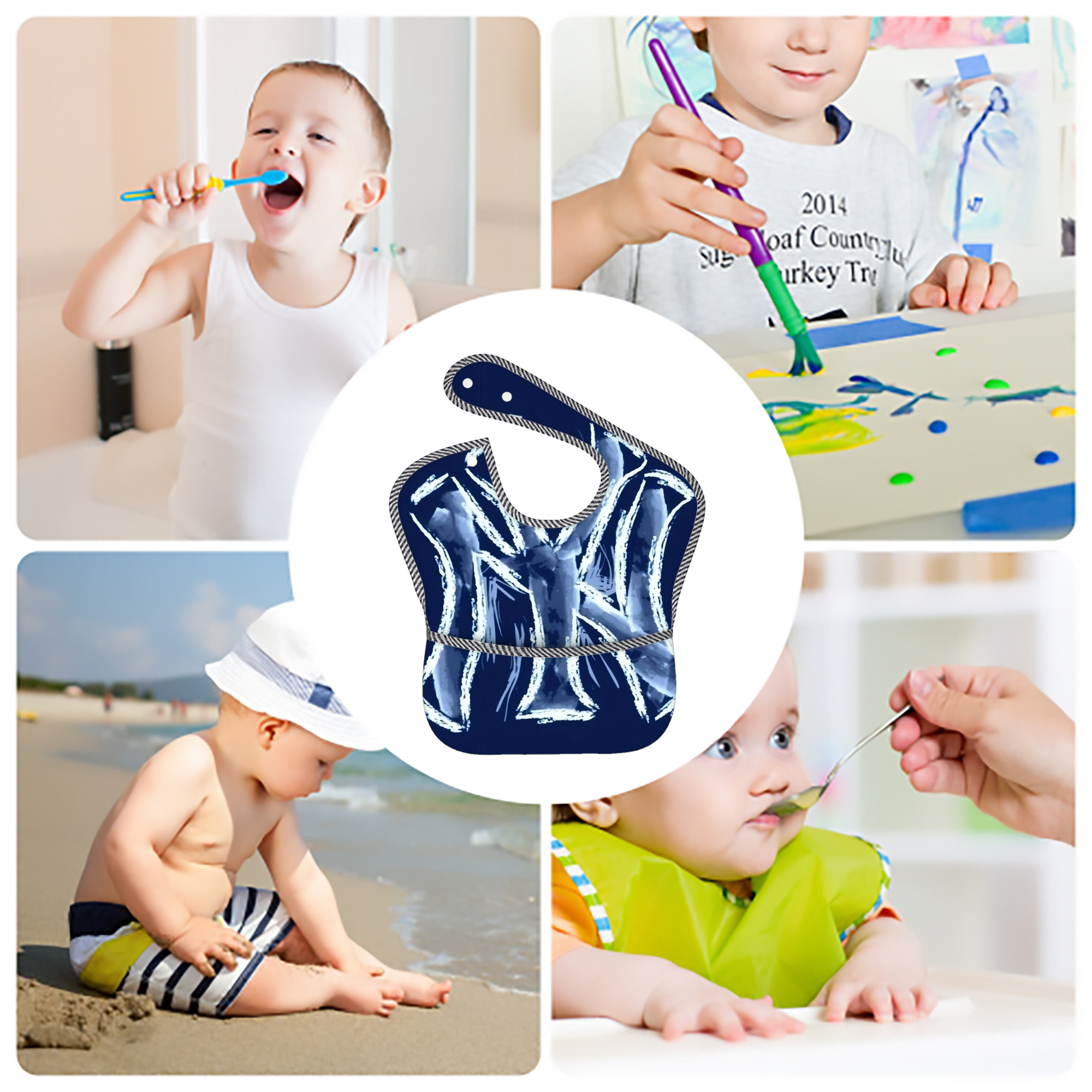 New York Yankees 137 Adjustable Waterproof Toddler Bib – Full-Print Durable Polyester – Foldable Crumb Pocket – Easy Snap Closure – Soft