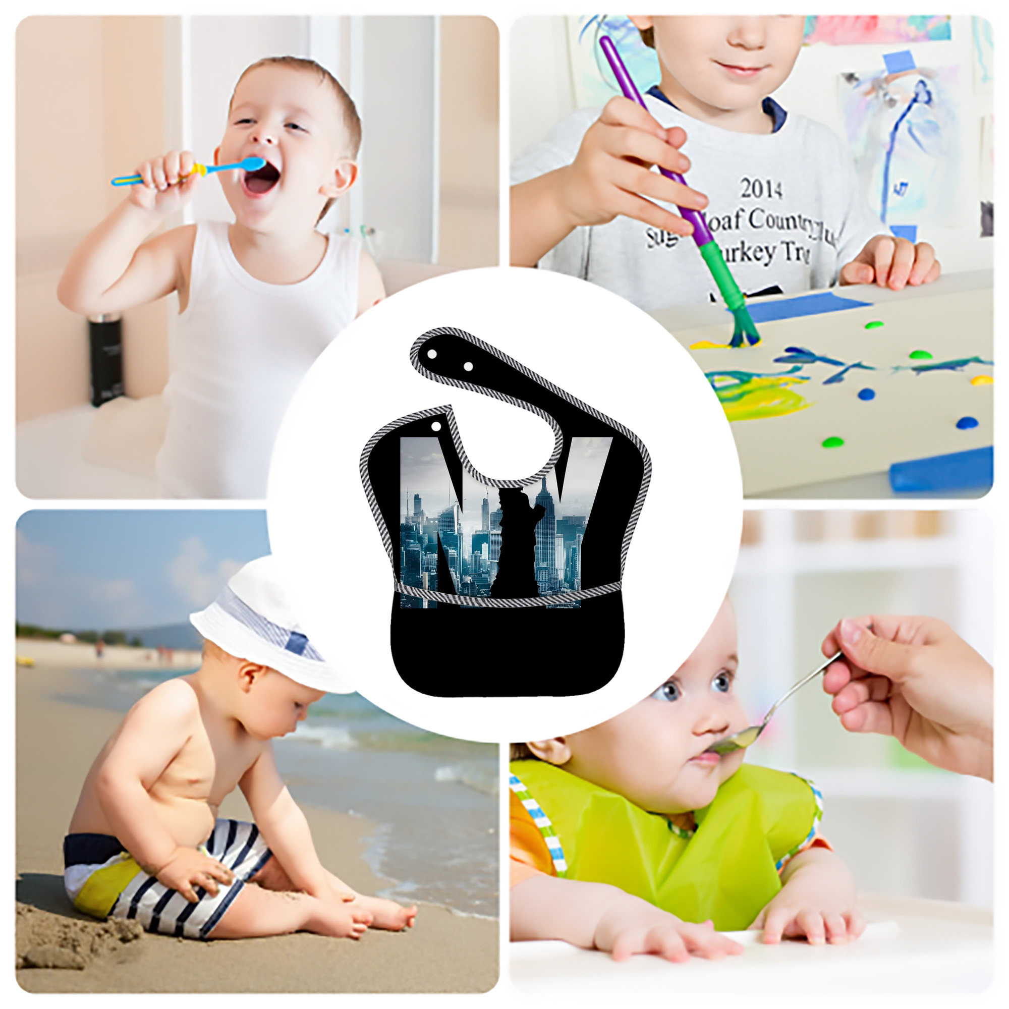 New York Yankees 142 Adjustable Waterproof Toddler Bib – Full-Print Durable Polyester – Foldable Crumb Pocket – Easy Snap Closure – Soft