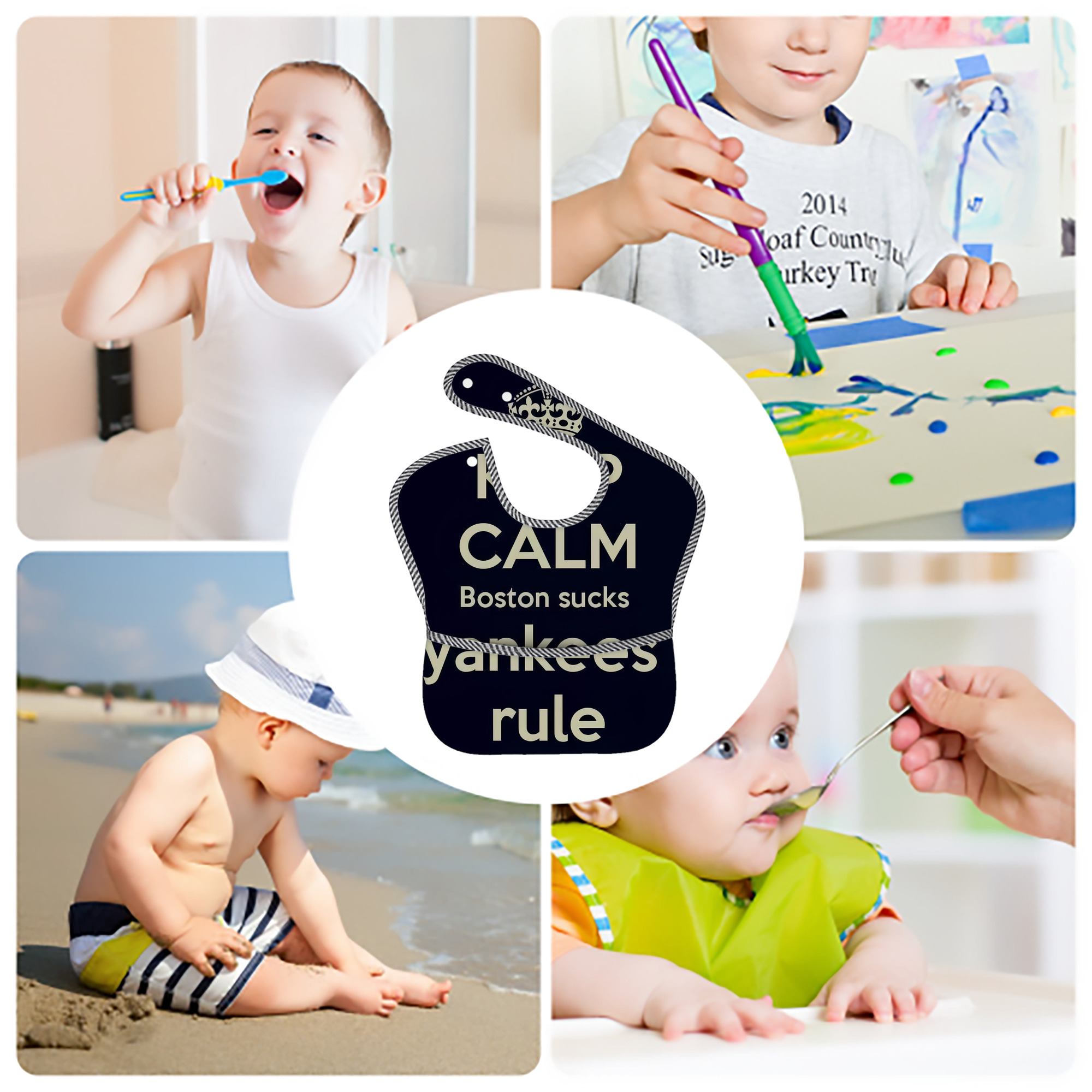 New York Yankees 226 Adjustable Waterproof Toddler Bib – Full-Print Durable Polyester – Foldable Crumb Pocket – Easy Snap Closure – Soft