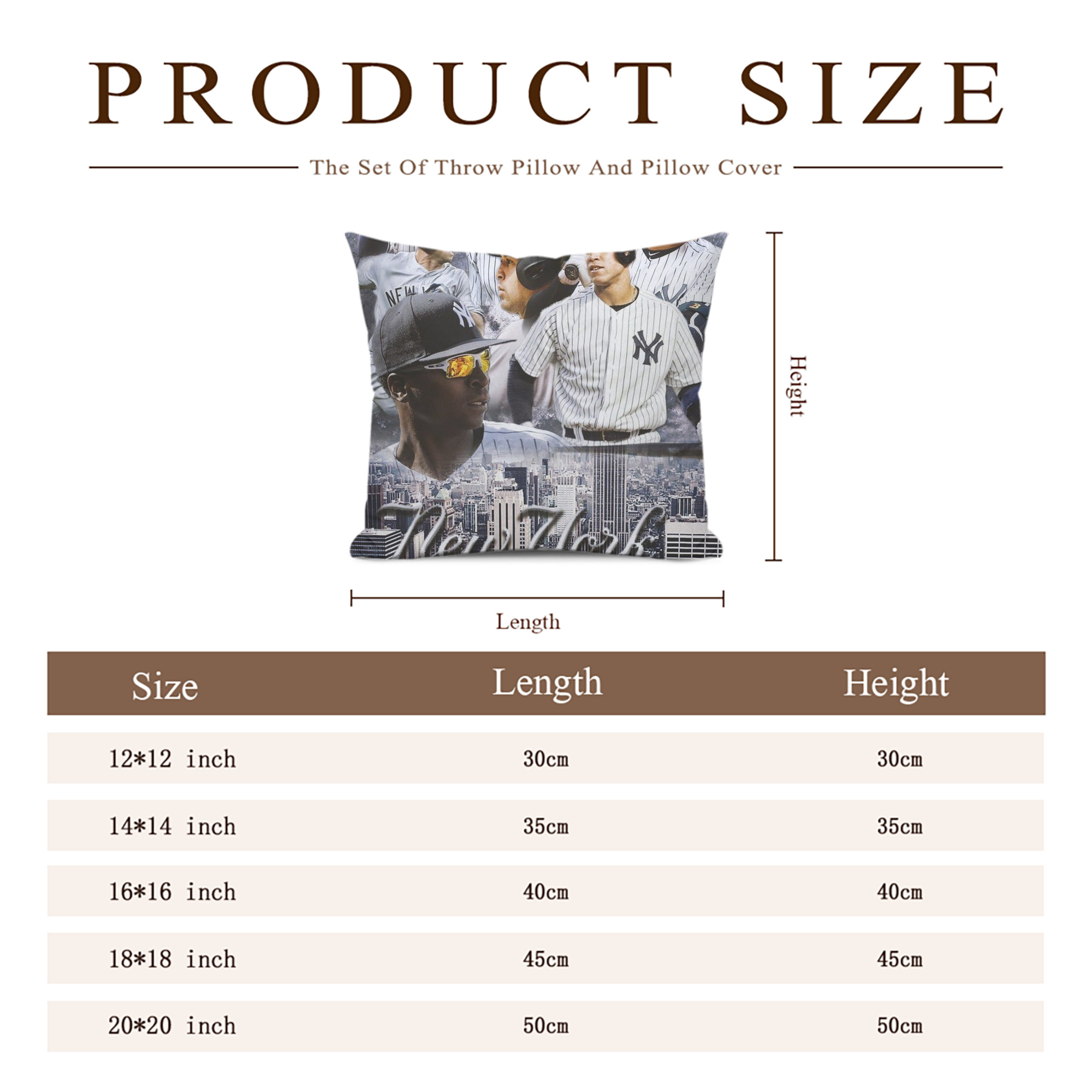 New York Yankees 101 Soft Polyester Pillow Cover With Insert – Double-Sided Design, Invisible Zipper, Durable & Breathable – Easy Care Cushion Set