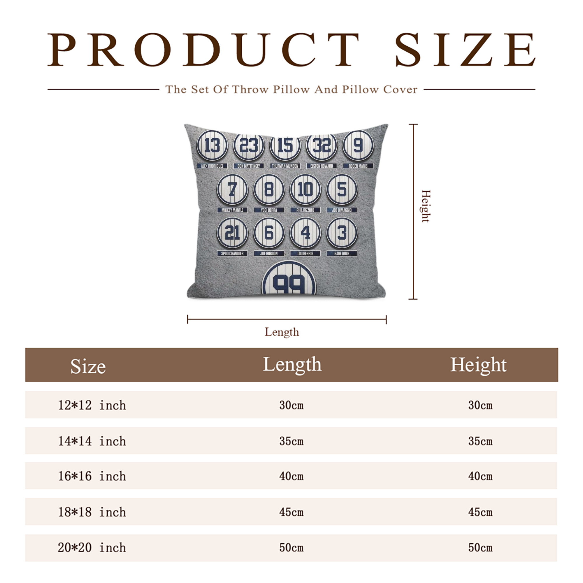 New York Yankees 107 Soft Polyester Pillow Cover With Insert – Double-Sided Design, Invisible Zipper, Durable & Breathable – Easy Care Cushion Set