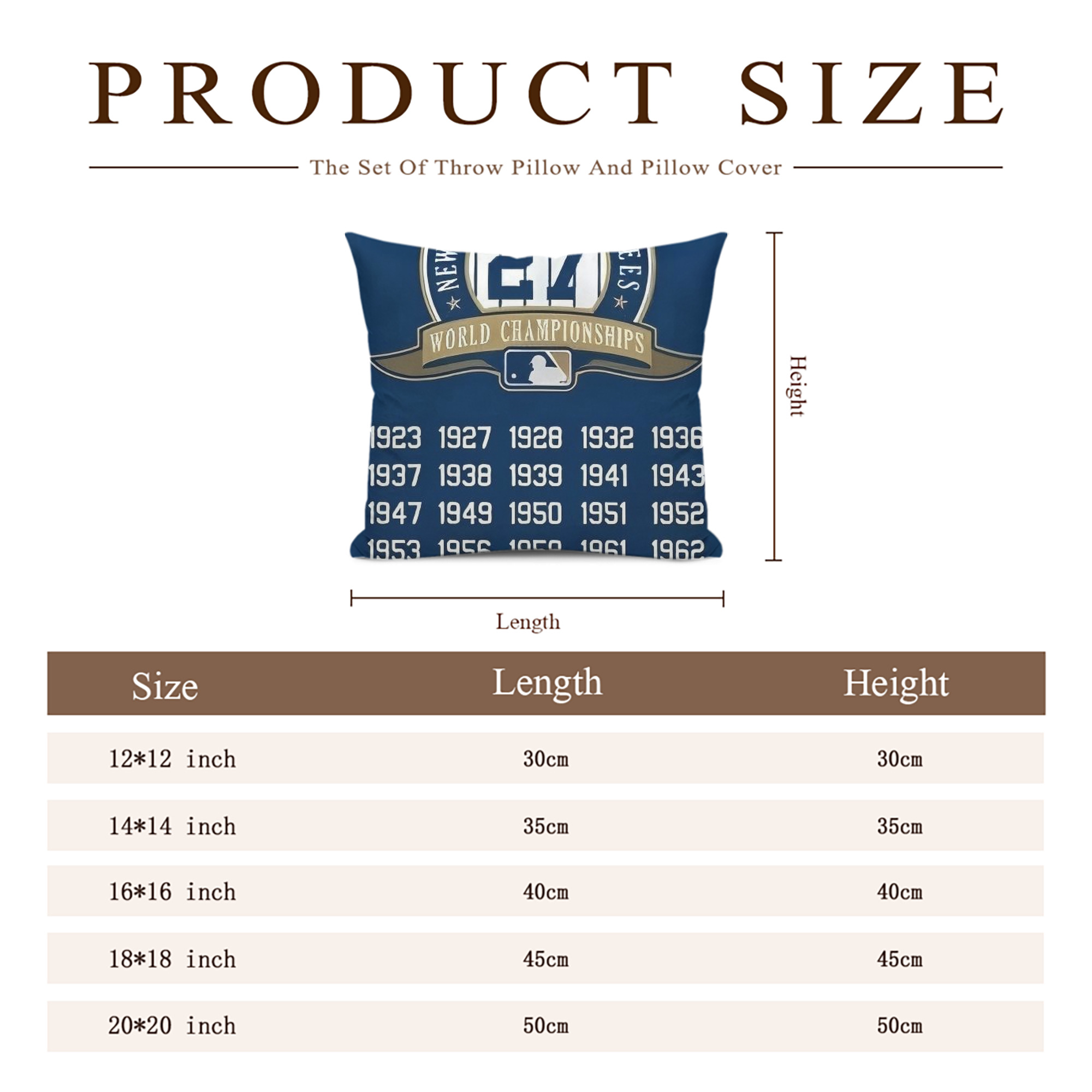 New York Yankees 144 Soft Polyester Pillow Cover With Insert – Double-Sided Design, Invisible Zipper, Durable & Breathable – Easy Care Cushion Set