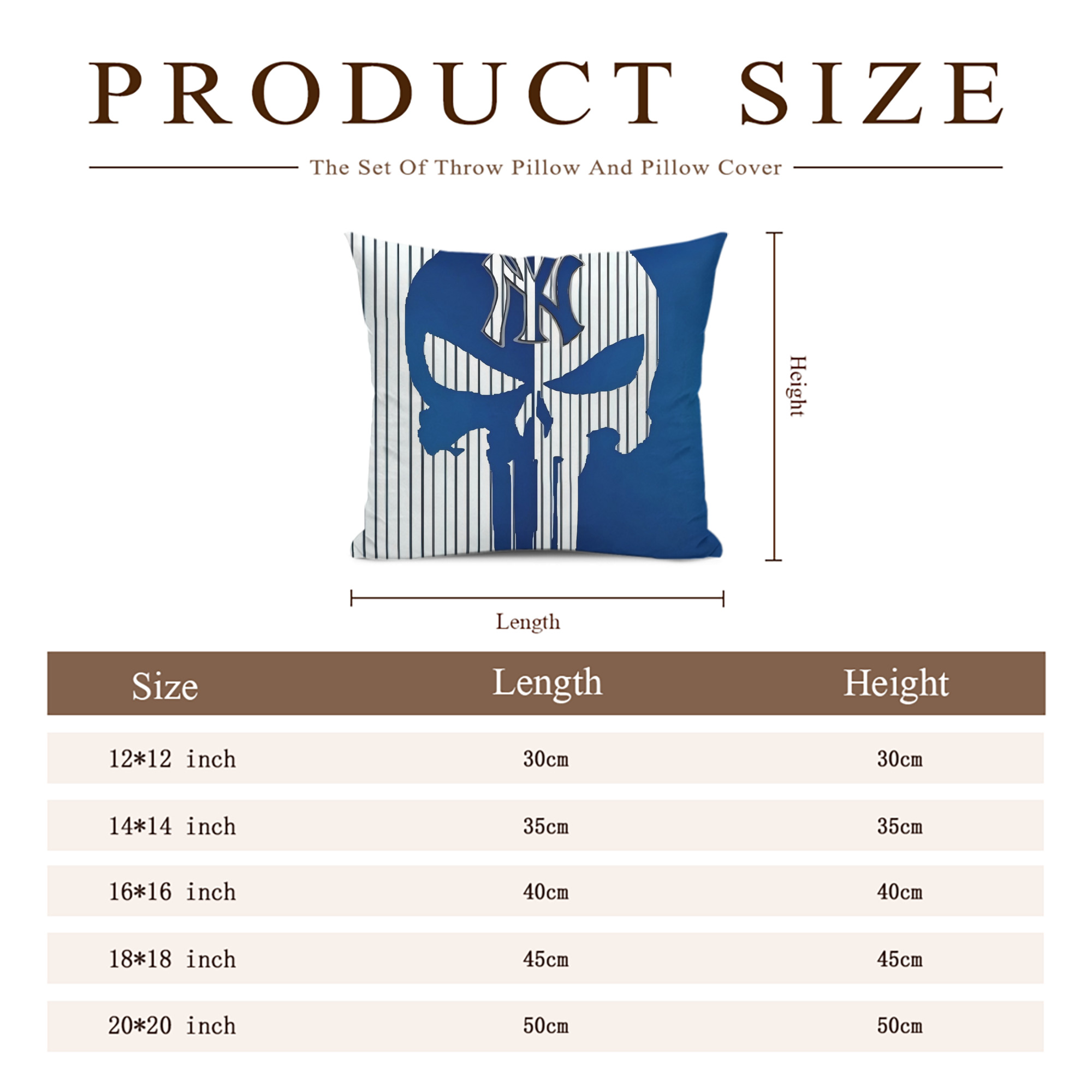 New York Yankees 154 Soft Polyester Pillow Cover With Insert – Double-Sided Design, Invisible Zipper, Durable & Breathable – Easy Care Cushion Set