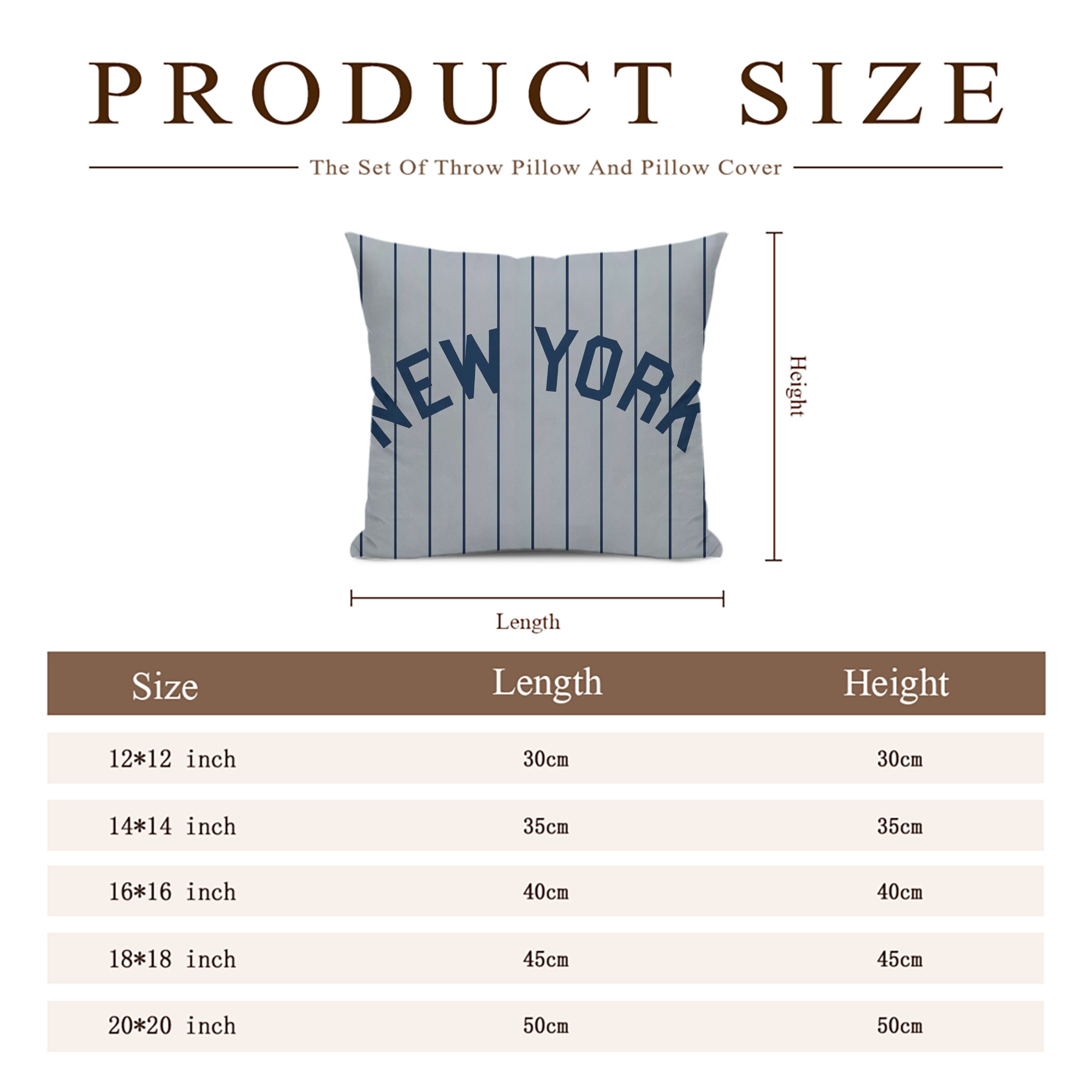 New York Yankees 159 Soft Polyester Pillow Cover With Insert – Double-Sided Design, Invisible Zipper, Durable & Breathable – Easy Care Cushion Set