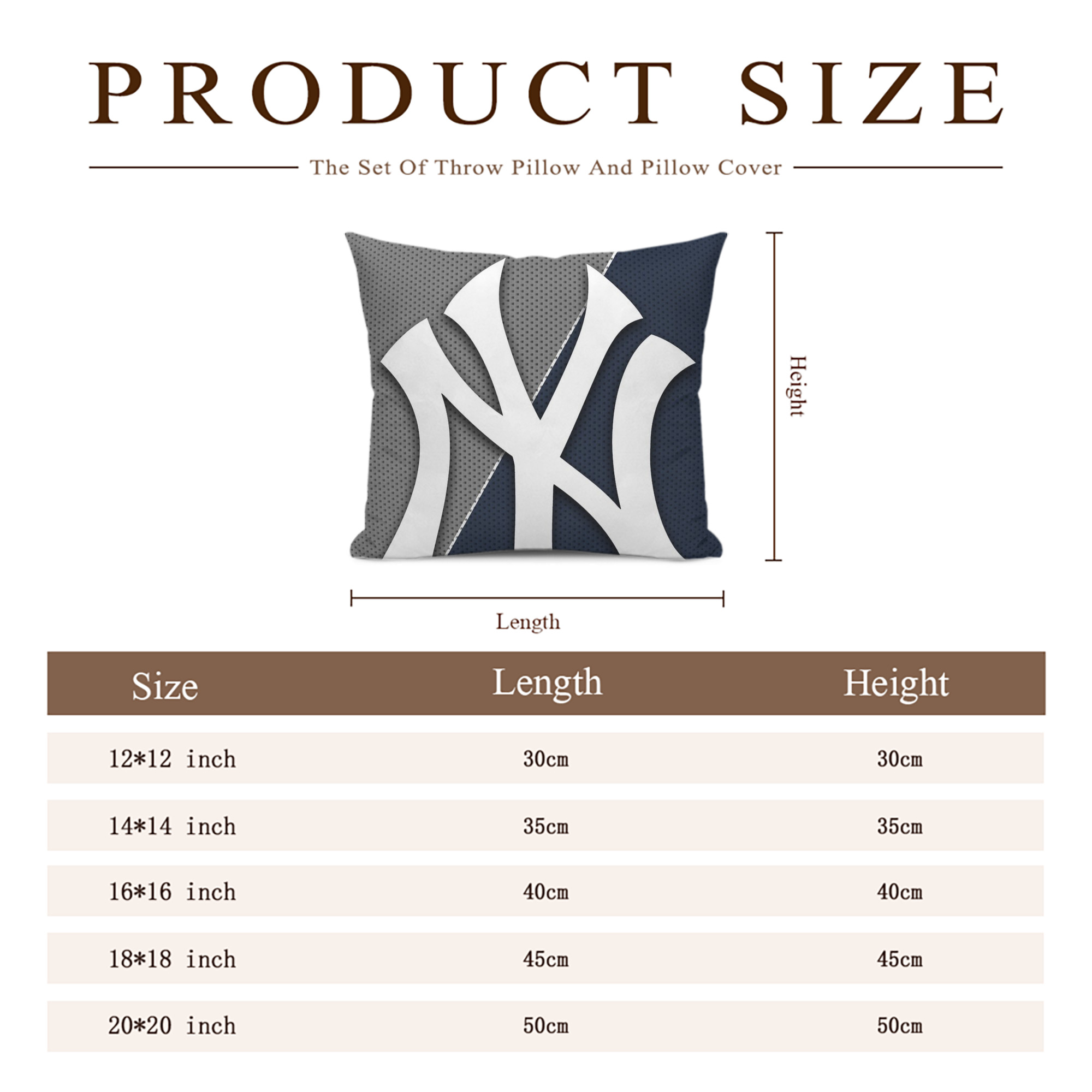 New York Yankees 177 Soft Polyester Pillow Cover With Insert – Double-Sided Design, Invisible Zipper, Durable & Breathable – Easy Care Cushion Set