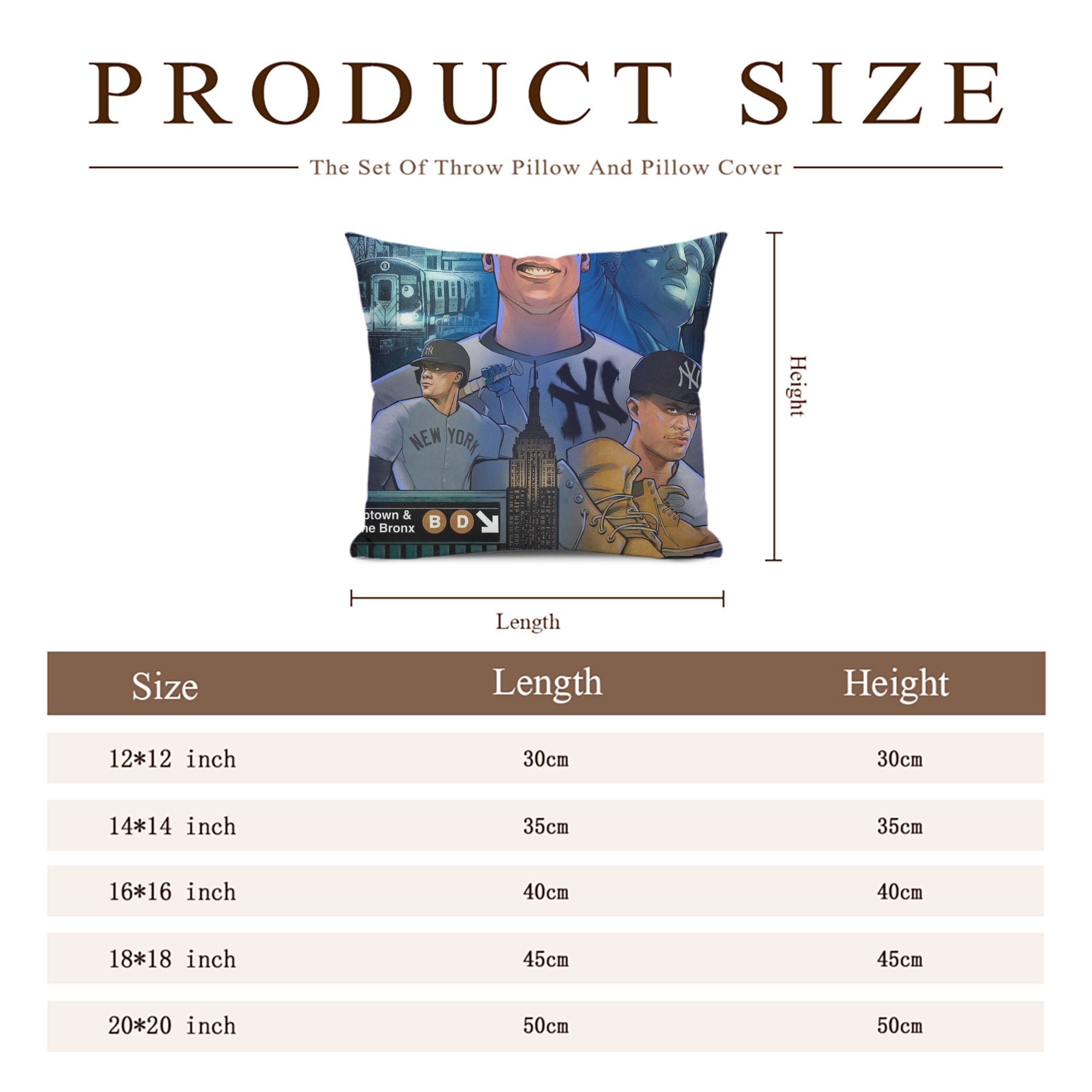 New York Yankees 298 Soft Polyester Pillow Cover With Insert – Double-Sided Design, Invisible Zipper, Durable & Breathable – Easy Care Cushion Set