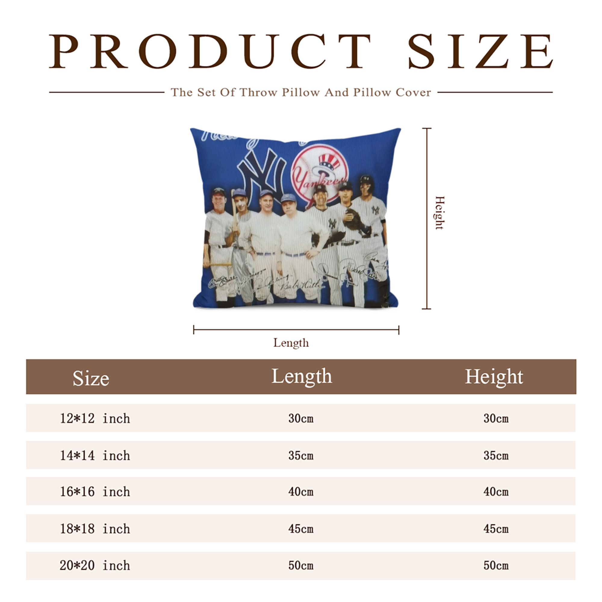 New York Yankees 312 Soft Polyester Pillow Cover With Insert – Double-Sided Design, Invisible Zipper, Durable & Breathable – Easy Care Cushion Set