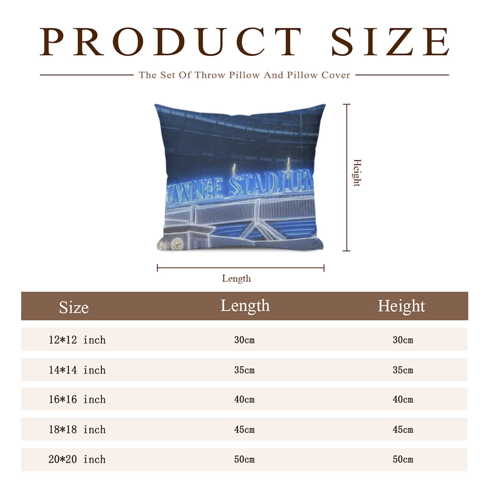 New York Yankees 328 Soft Polyester Pillow Cover With Insert – Double-Sided Design, Invisible Zipper, Durable & Breathable – Easy Care Cushion Set