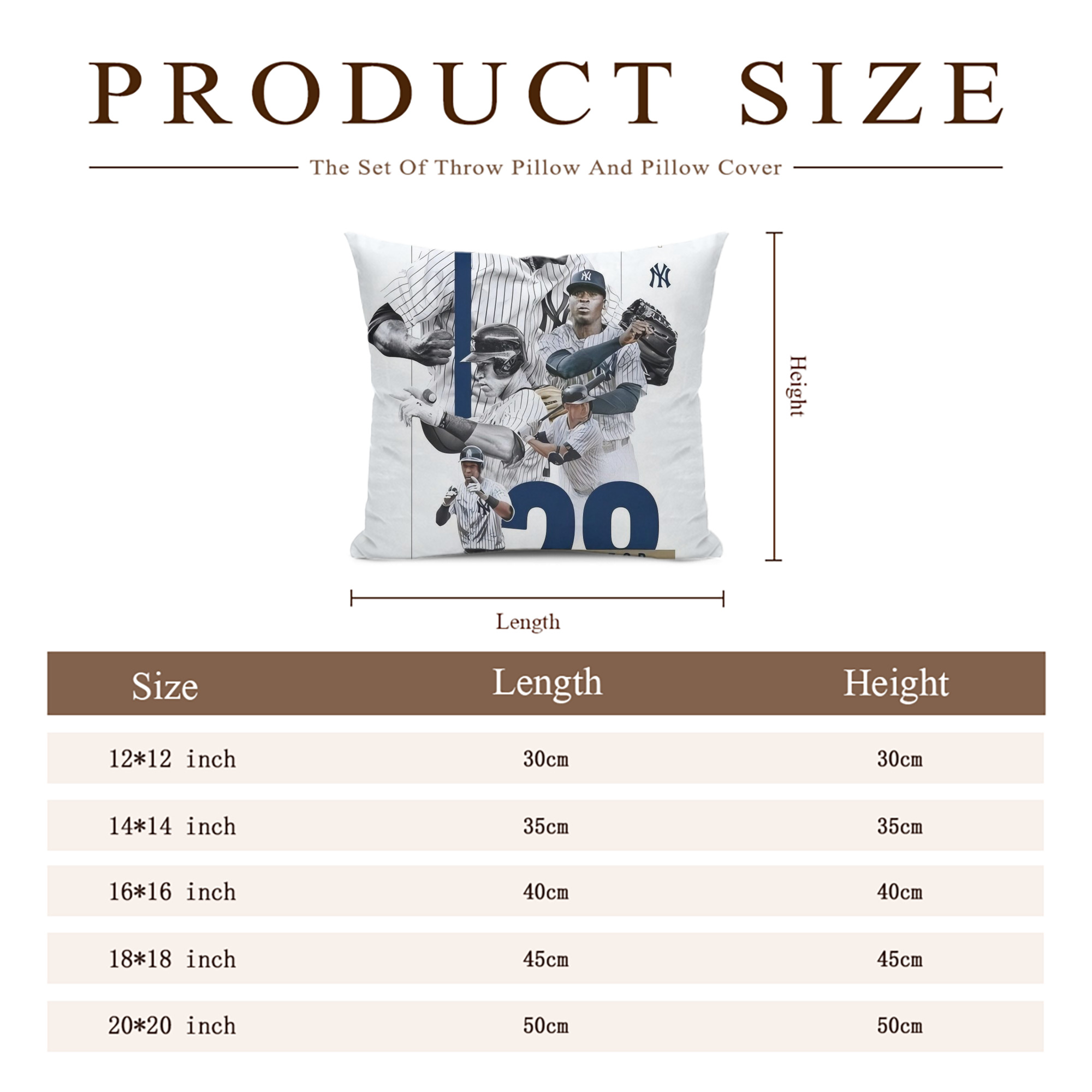 New York Yankees Chase For 28 Soft Polyester Pillow Cover With Insert – Double-Sided Design, Invisible Zipper, Durable & Breathable – Easy Care Cushion Set