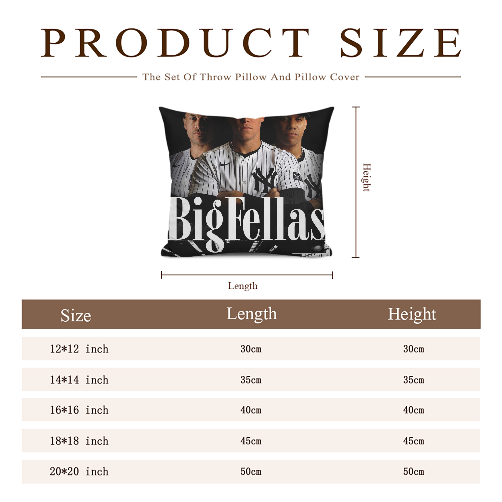 New York Yankees 341 Soft Polyester Pillow Cover With Insert – Double-Sided Design, Invisible Zipper, Durable & Breathable – Easy Care Cushion Set