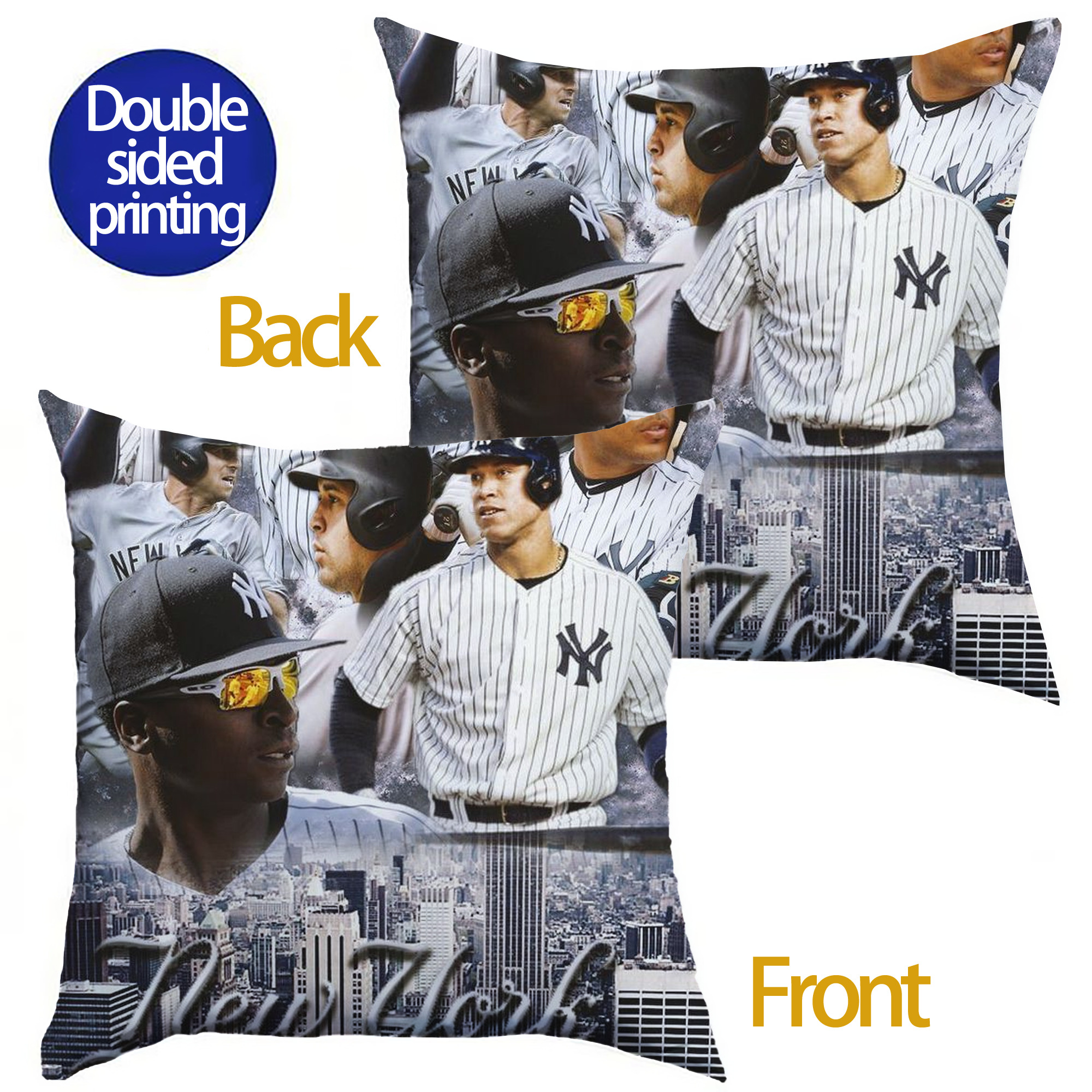 New York Yankees 101 Soft Polyester Pillow Cover With Insert – Double-Sided Design, Invisible Zipper, Durable & Breathable – Easy Care Cushion Set