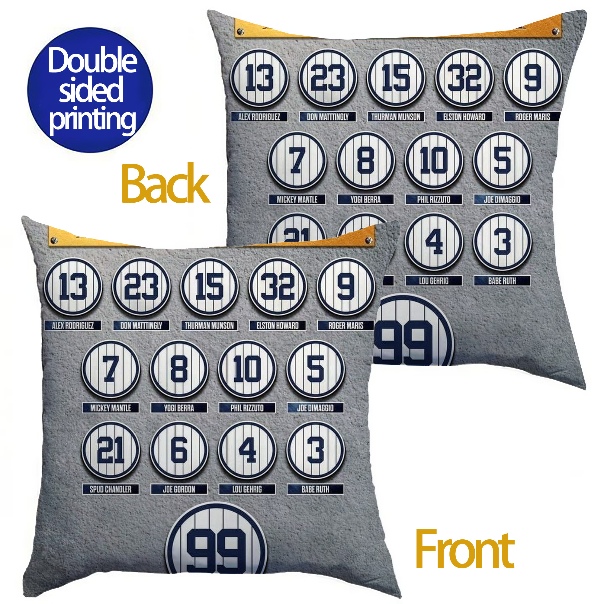 New York Yankees 107 Soft Polyester Pillow Cover With Insert – Double-Sided Design, Invisible Zipper, Durable & Breathable – Easy Care Cushion Set