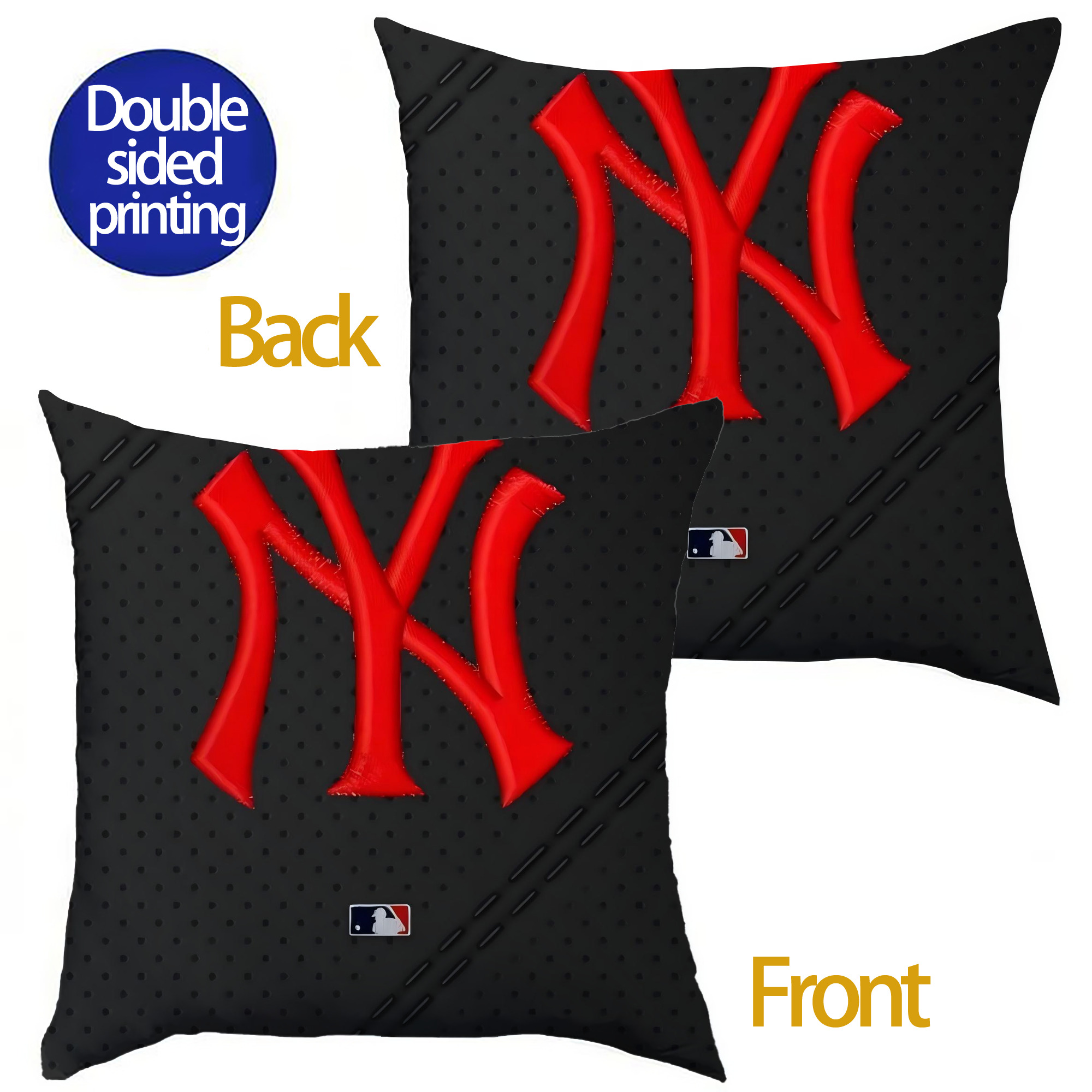 New York Yankees 121 Soft Polyester Pillow Cover With Insert – Double-Sided Design, Invisible Zipper, Durable & Breathable – Easy Care Cushion Set