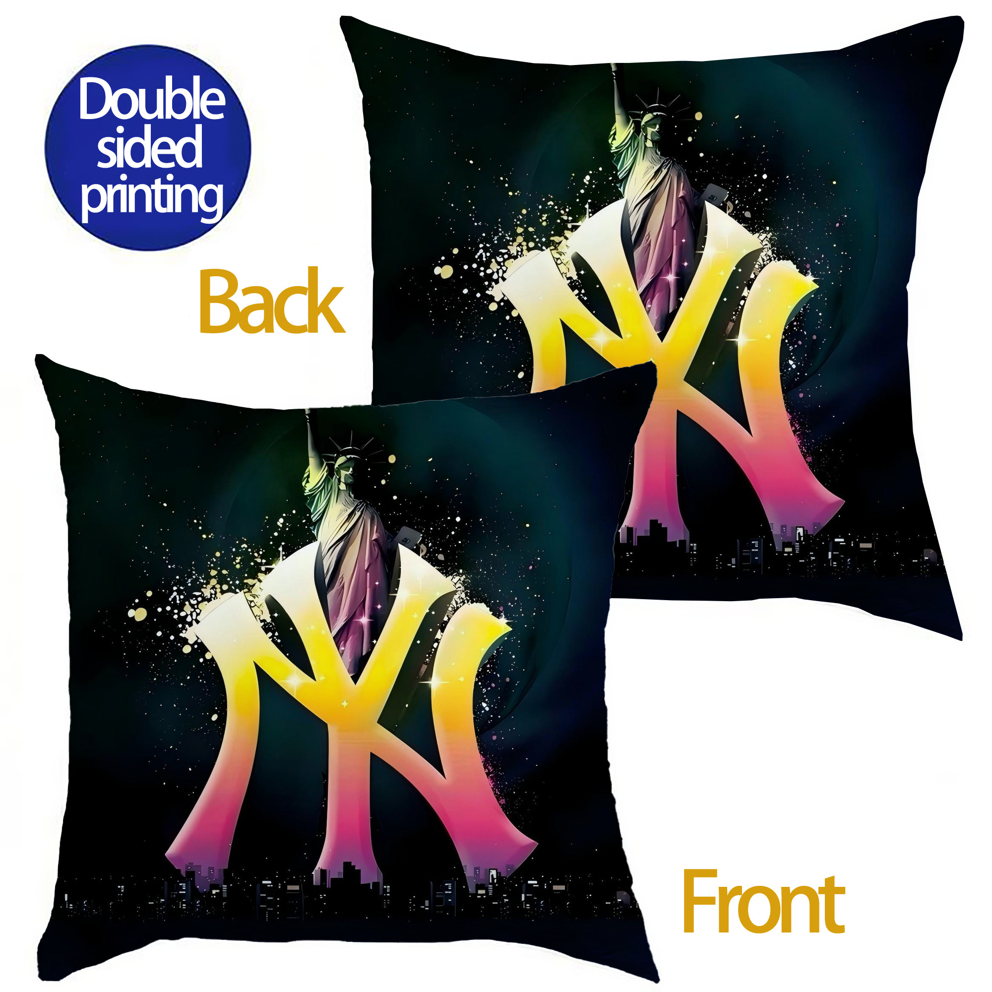 New York Yankees 149 Soft Polyester Pillow Cover With Insert – Double-Sided Design, Invisible Zipper, Durable & Breathable – Easy Care Cushion Set