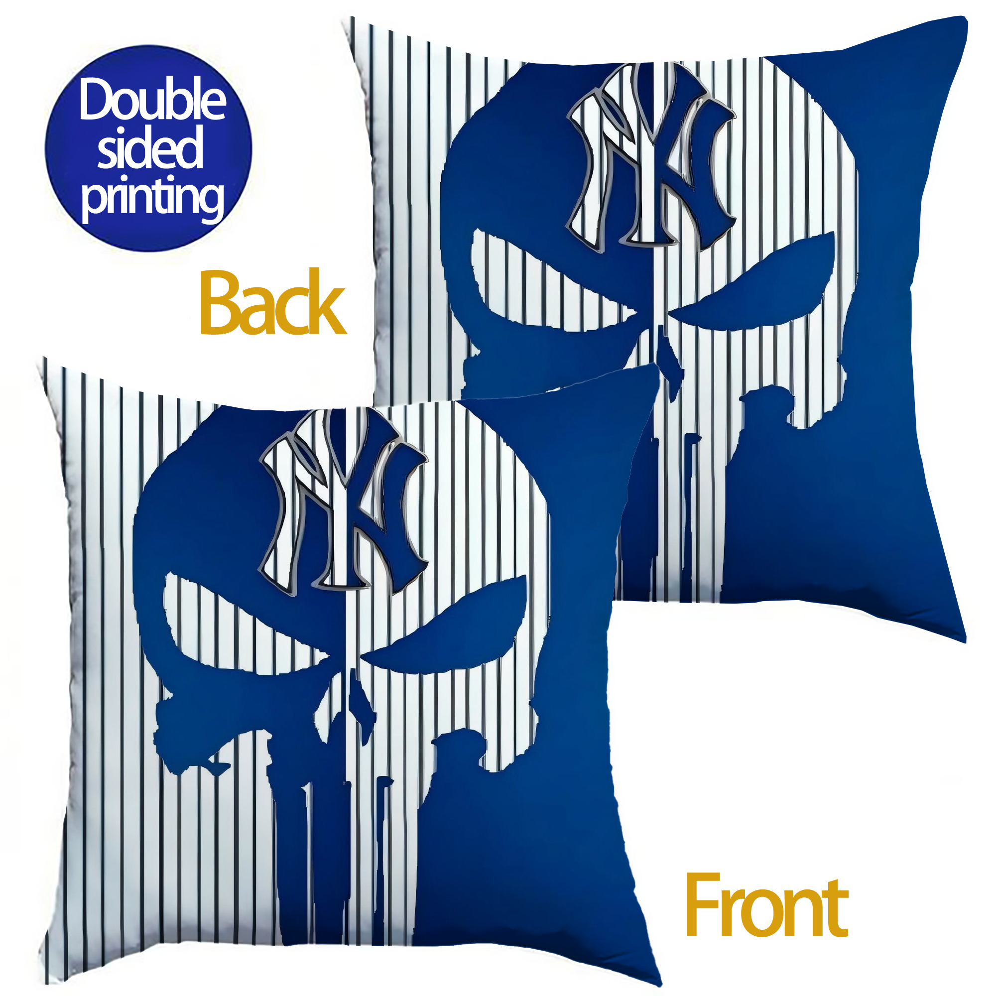 New York Yankees 154 Soft Polyester Pillow Cover With Insert – Double-Sided Design, Invisible Zipper, Durable & Breathable – Easy Care Cushion Set
