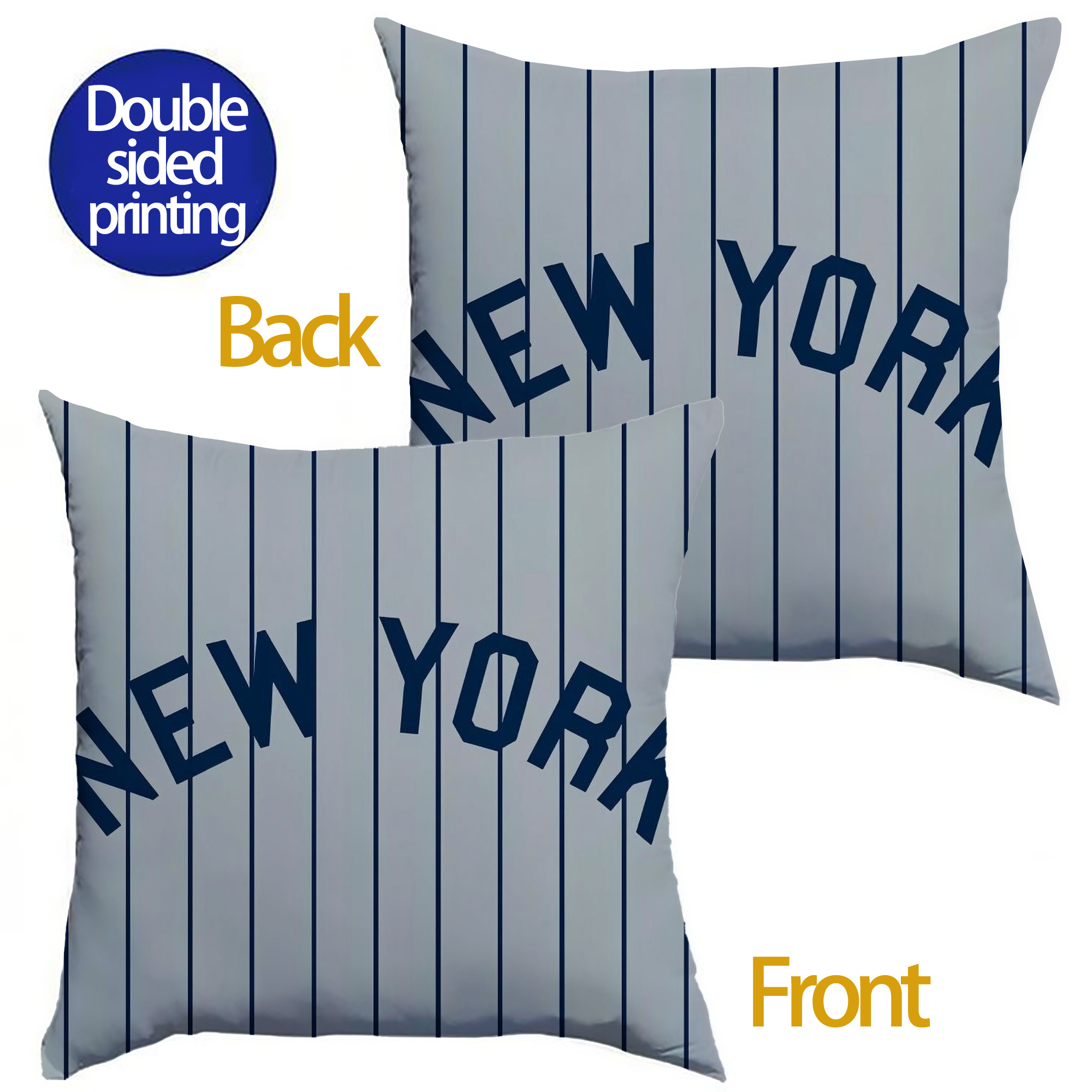 New York Yankees 159 Soft Polyester Pillow Cover With Insert – Double-Sided Design, Invisible Zipper, Durable & Breathable – Easy Care Cushion Set