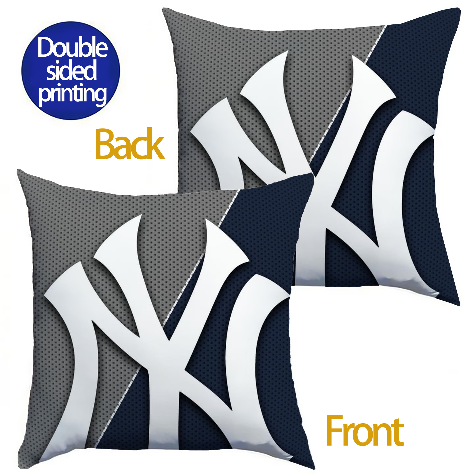 New York Yankees 177 Soft Polyester Pillow Cover With Insert – Double-Sided Design, Invisible Zipper, Durable & Breathable – Easy Care Cushion Set