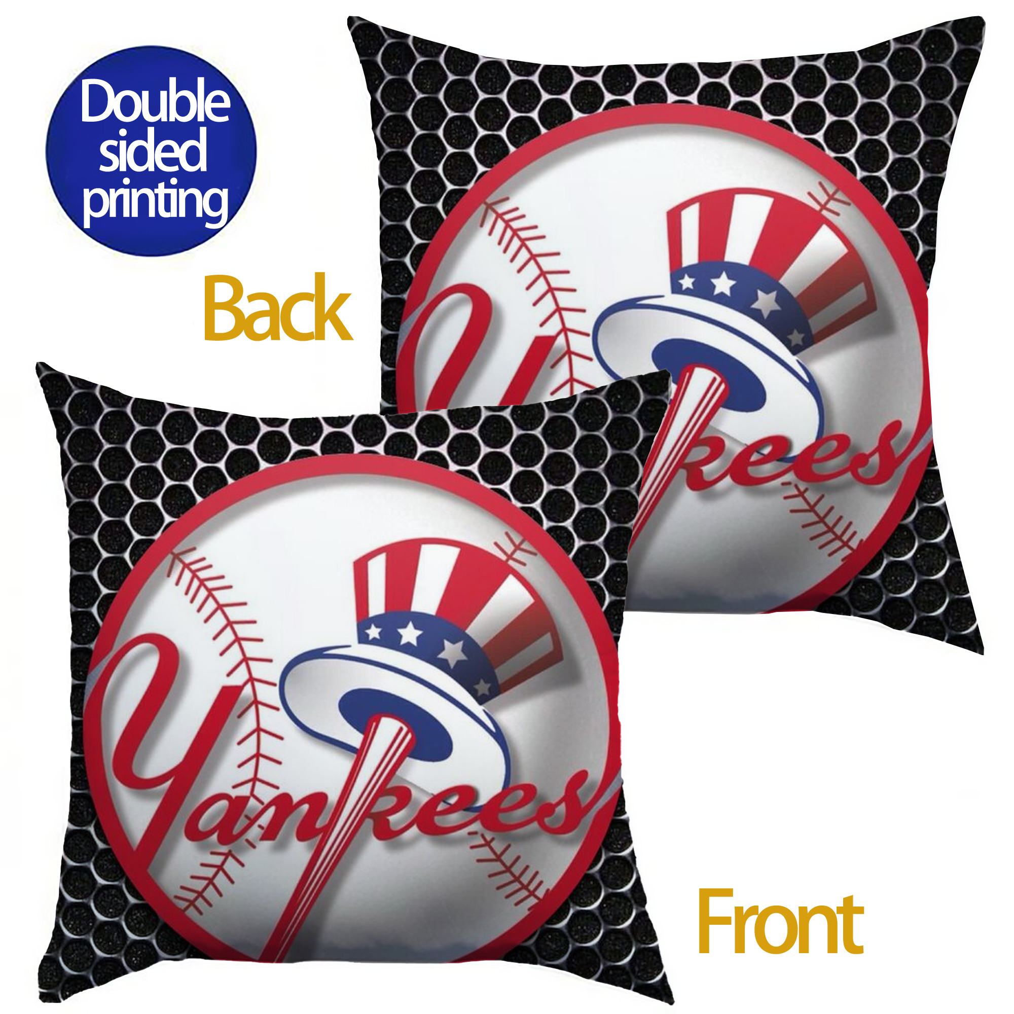 New York Yankees 221 Soft Polyester Pillow Cover With Insert – Double-Sided Design, Invisible Zipper, Durable & Breathable – Easy Care Cushion Set