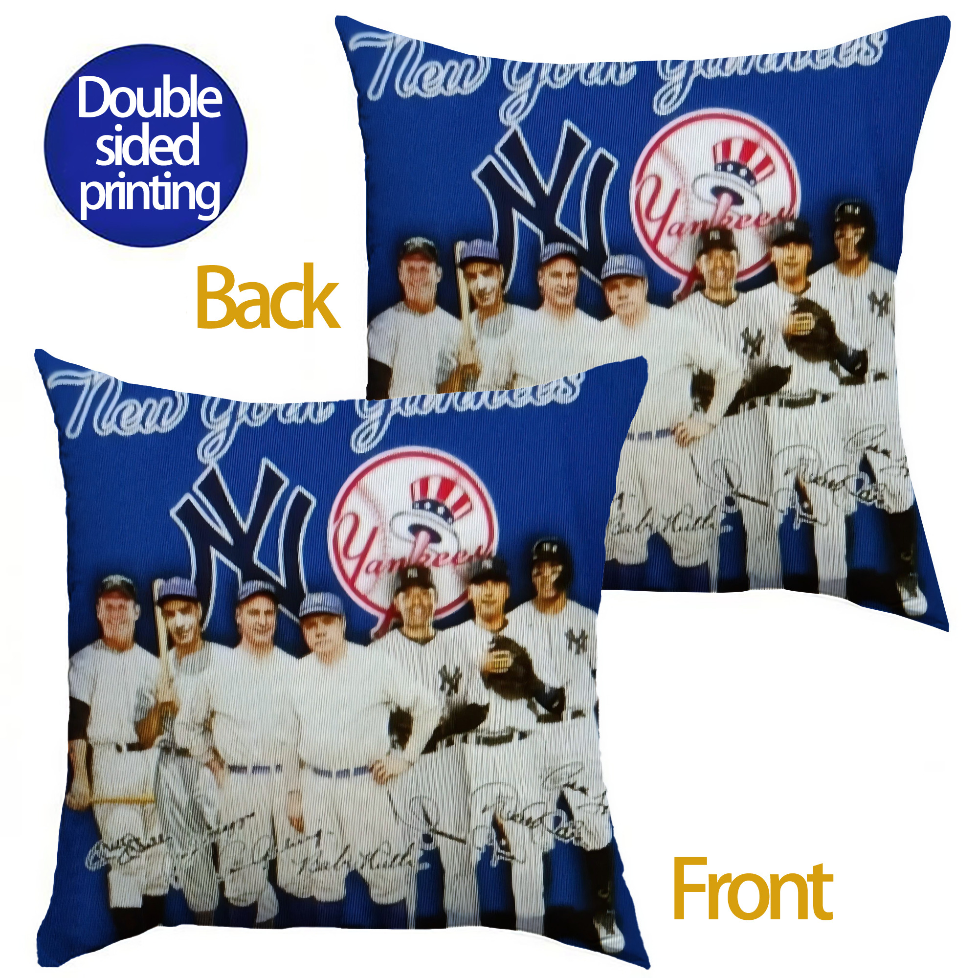 New York Yankees 312 Soft Polyester Pillow Cover With Insert – Double-Sided Design, Invisible Zipper, Durable & Breathable – Easy Care Cushion Set