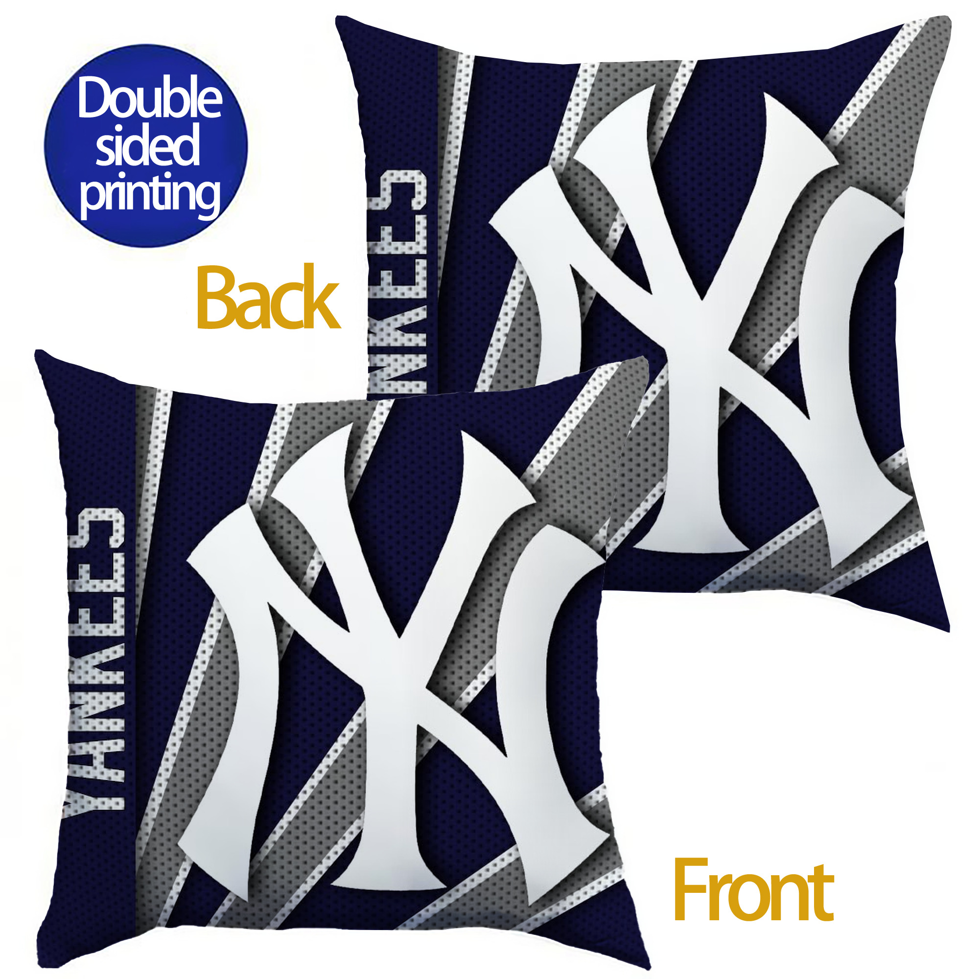 New York Yankees 321 Soft Polyester Pillow Cover With Insert – Double-Sided Design, Invisible Zipper, Durable & Breathable – Easy Care Cushion Set