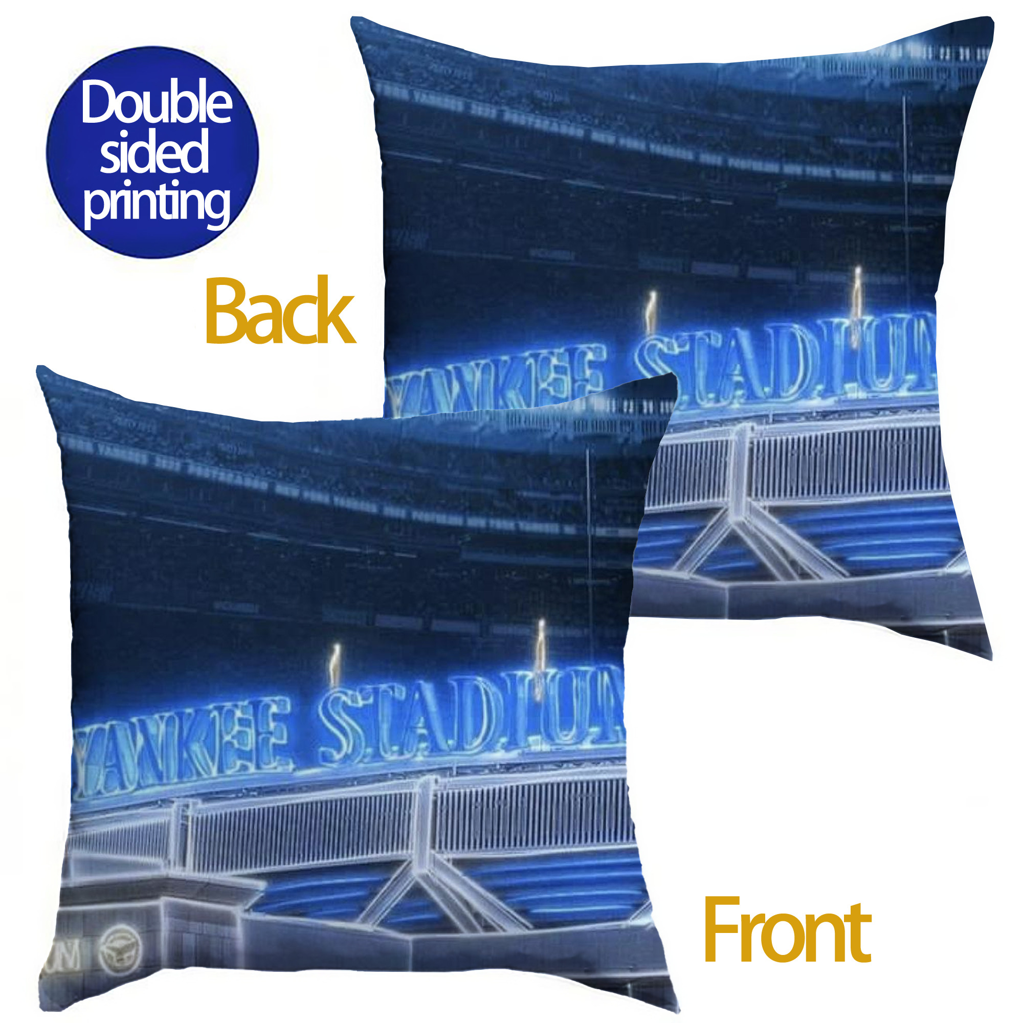 New York Yankees 328 Soft Polyester Pillow Cover With Insert – Double-Sided Design, Invisible Zipper, Durable & Breathable – Easy Care Cushion Set