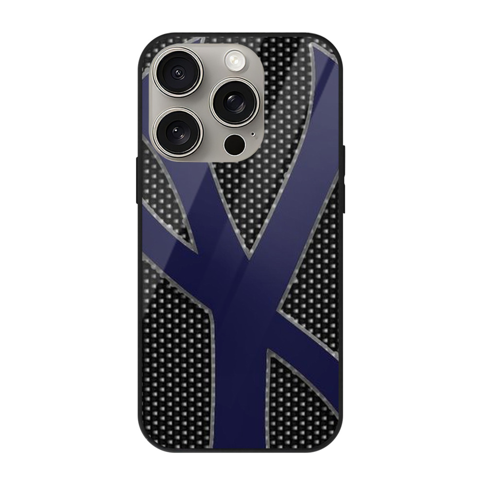 New York Yankees 166 IPhone 15 Pro Mirror Phone Case – UV Printed Glass + TPU – Scratch-Resistant, Wireless Charging Compatible, Precise Fit & Stylish Design