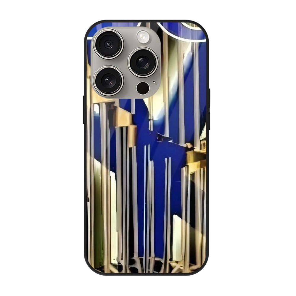 New York Yankees 212 IPhone 15 Pro Mirror Phone Case – UV Printed Glass + TPU – Scratch-Resistant, Wireless Charging Compatible, Precise Fit & Stylish Design