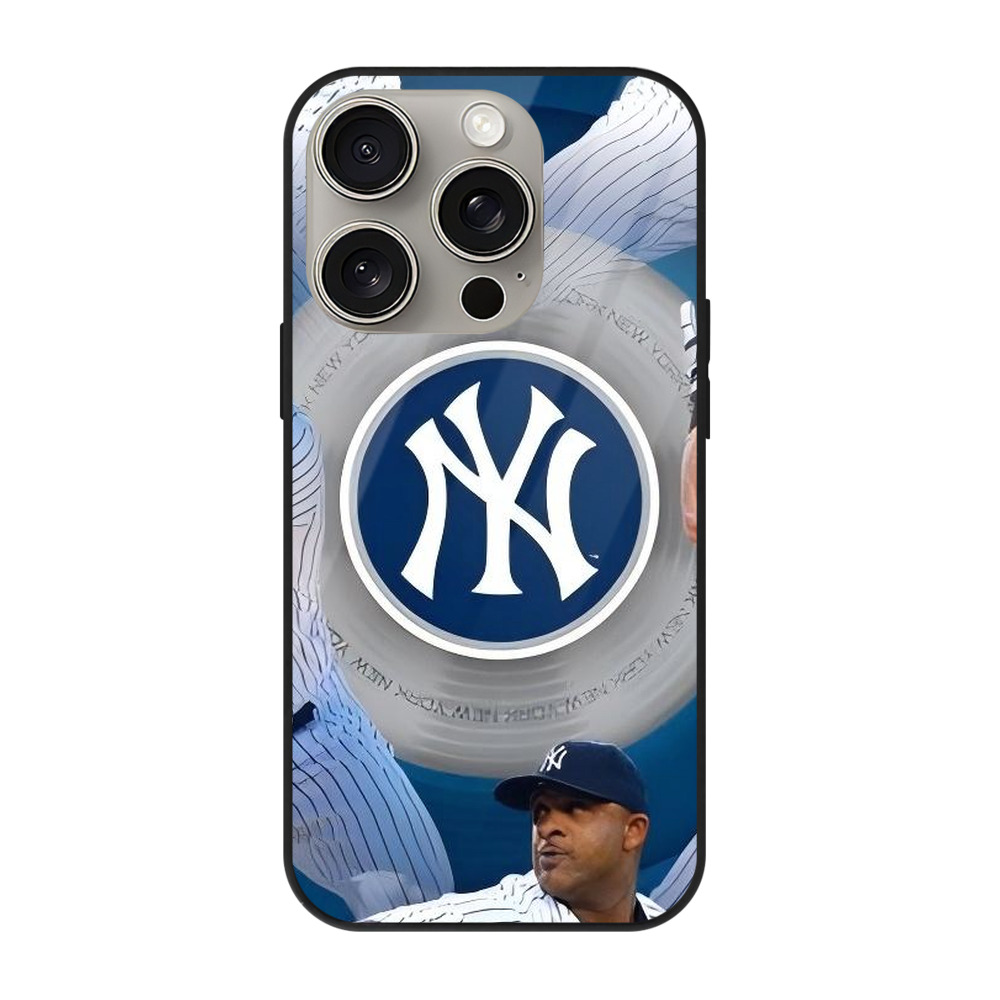 New York Yankees 222 IPhone 15 Pro Mirror Phone Case – UV Printed Glass + TPU – Scratch-Resistant, Wireless Charging Compatible, Precise Fit & Stylish Design