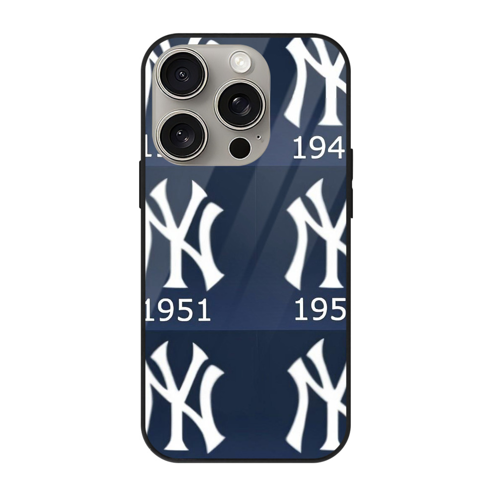 New York Yankees 229 IPhone 15 Pro Mirror Phone Case – UV Printed Glass + TPU – Scratch-Resistant, Wireless Charging Compatible, Precise Fit & Stylish Design