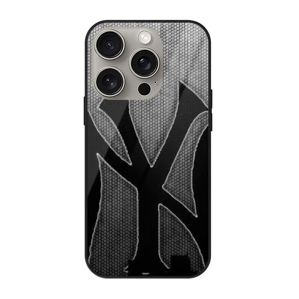 New York Yankees 313 IPhone 15 Pro Mirror Phone Case – UV Printed Glass + TPU – Scratch-Resistant, Wireless Charging Compatible, Precise Fit & Stylish Design