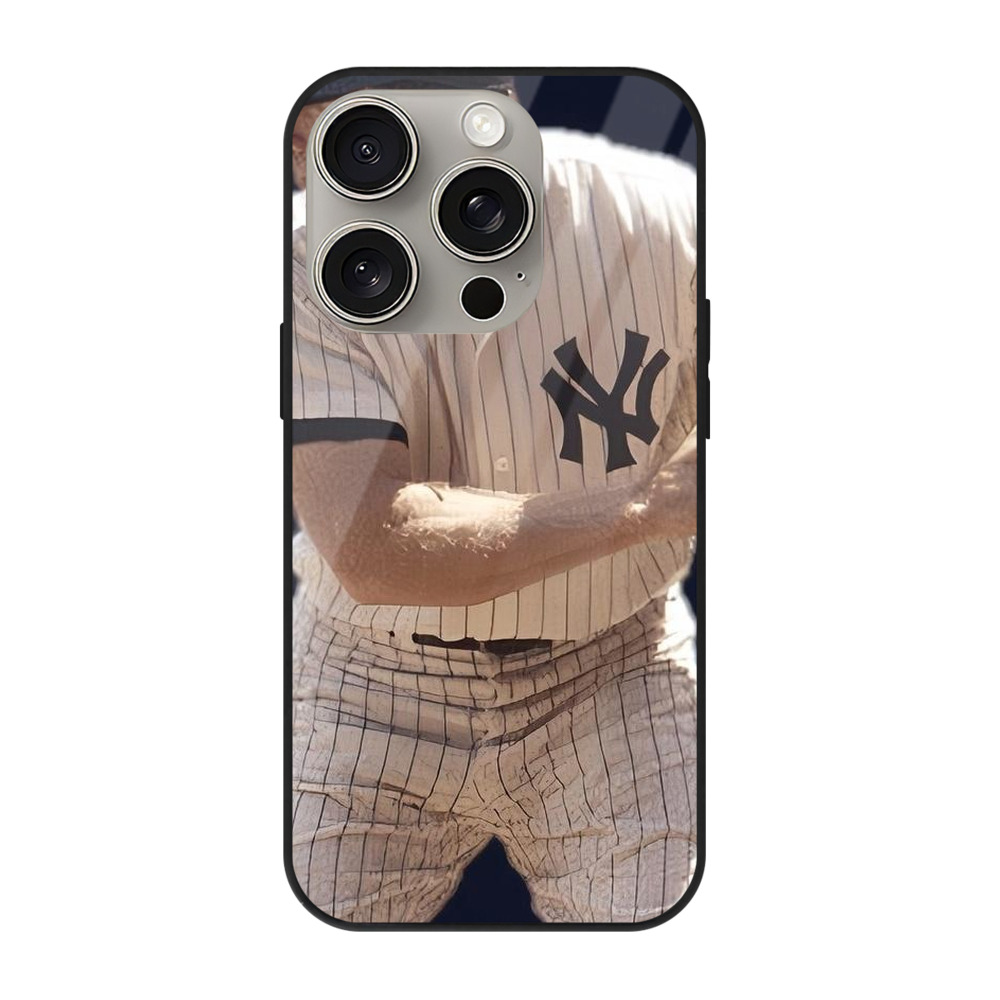 New York Yankees 344 IPhone 15 Pro Mirror Phone Case – UV Printed Glass + TPU – Scratch-Resistant, Wireless Charging Compatible, Precise Fit & Stylish Design