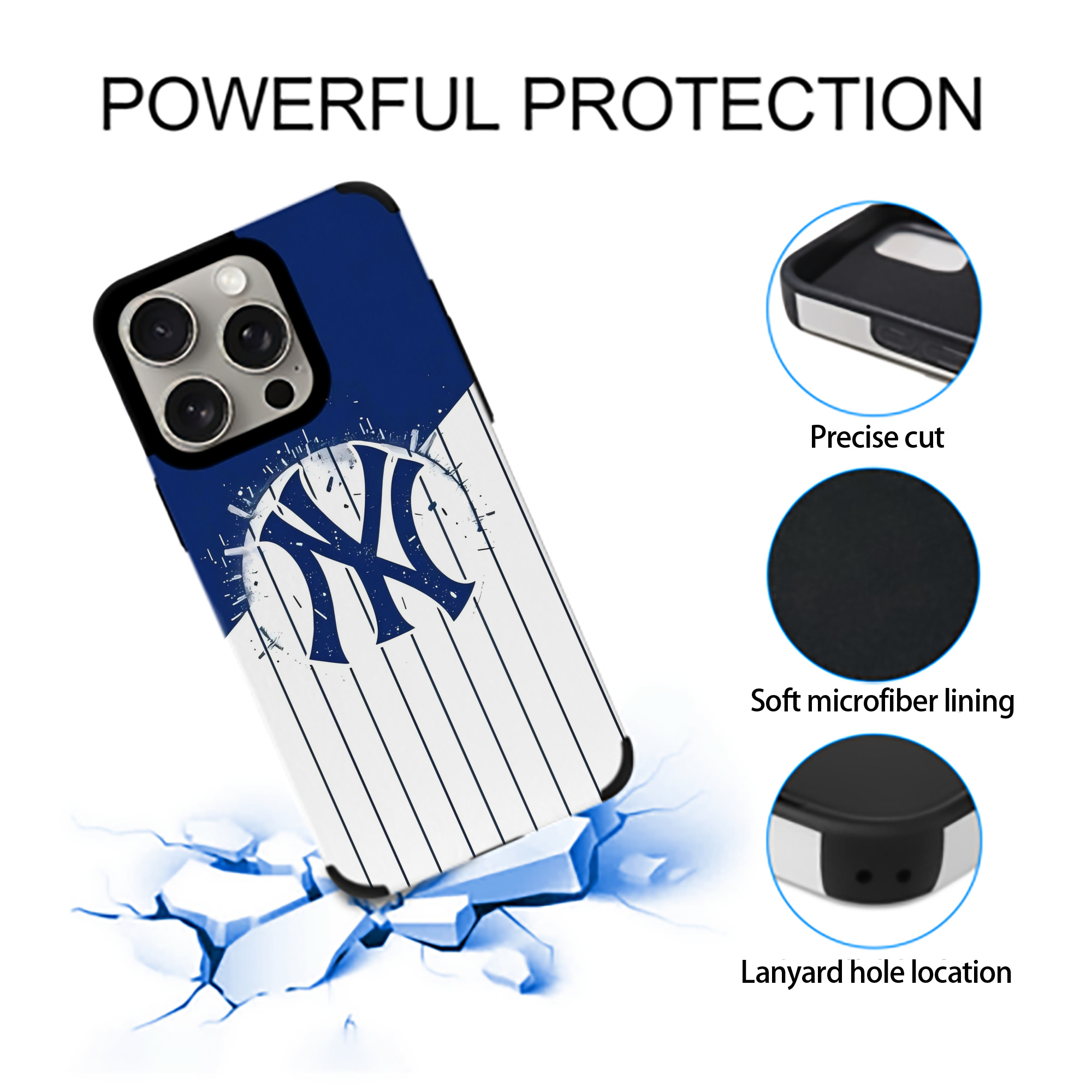 New York Yankees 106 IPhone 15 Pro Max PU Leather Case – Soft Lining, 360° Protection – Precise Fit, 3D Buttons, Easy Charging – Anti-Yellowing, Easy To Clean