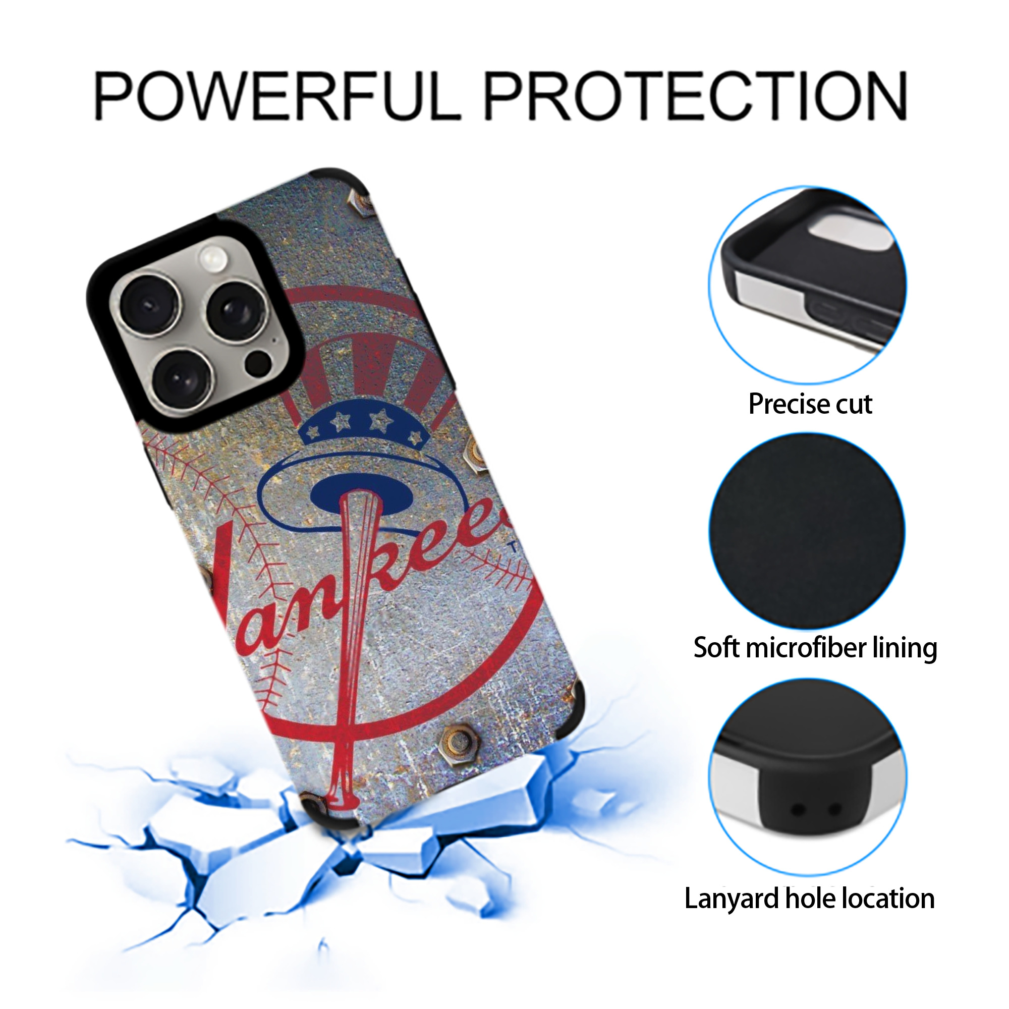 New York Yankees 112 IPhone 15 Pro Max PU Leather Case – Soft Lining, 360° Protection – Precise Fit, 3D Buttons, Easy Charging – Anti-Yellowing, Easy To Clean