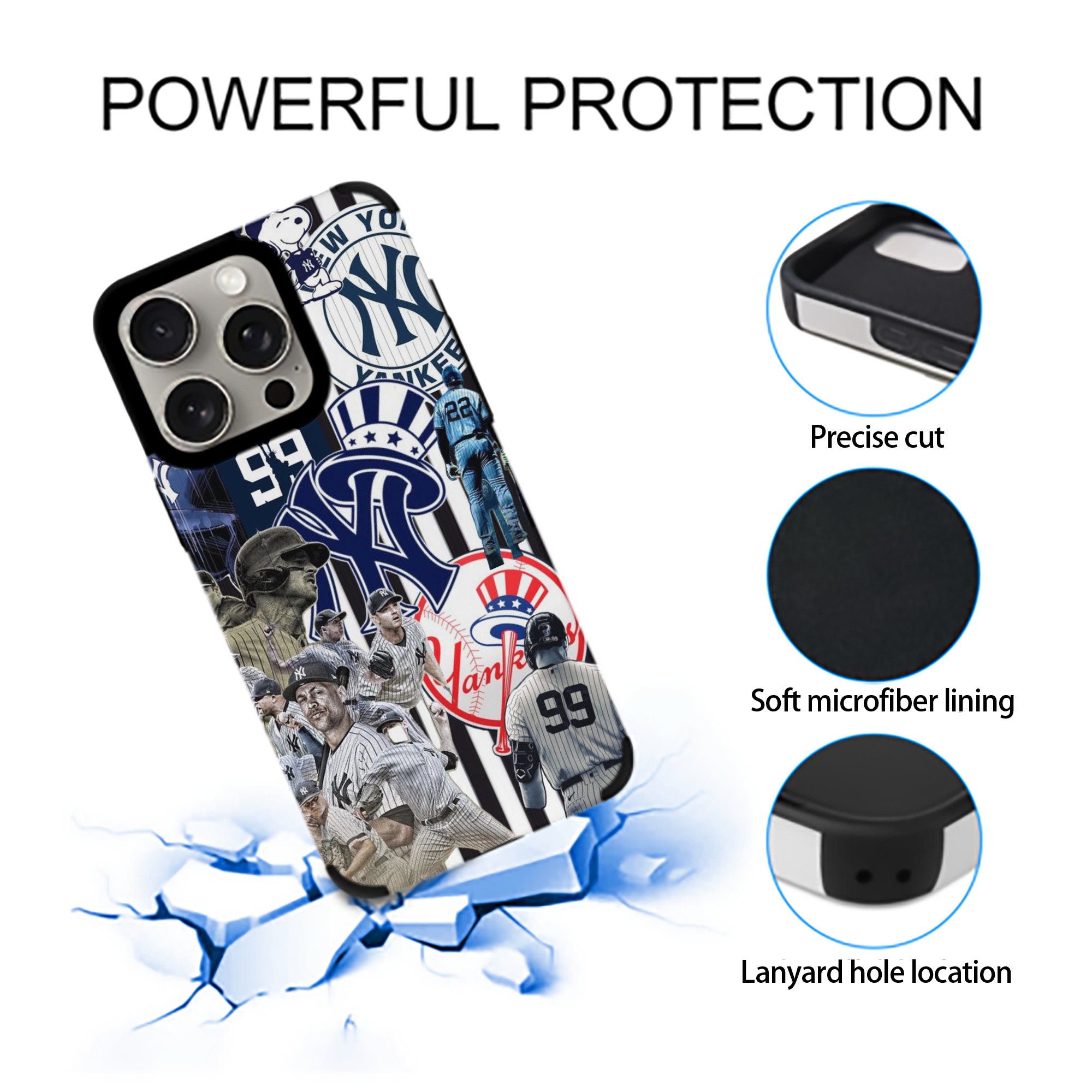 New York Yankees 138 IPhone 15 Pro Max PU Leather Case – Soft Lining, 360° Protection – Precise Fit, 3D Buttons, Easy Charging – Anti-Yellowing, Easy To Clean