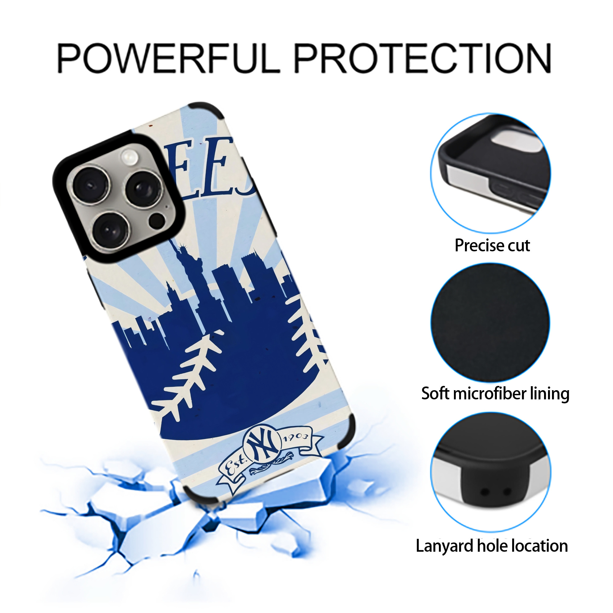 New York Yankees 143 IPhone 15 Pro Max PU Leather Case – Soft Lining, 360° Protection – Precise Fit, 3D Buttons, Easy Charging – Anti-Yellowing, Easy To Clean