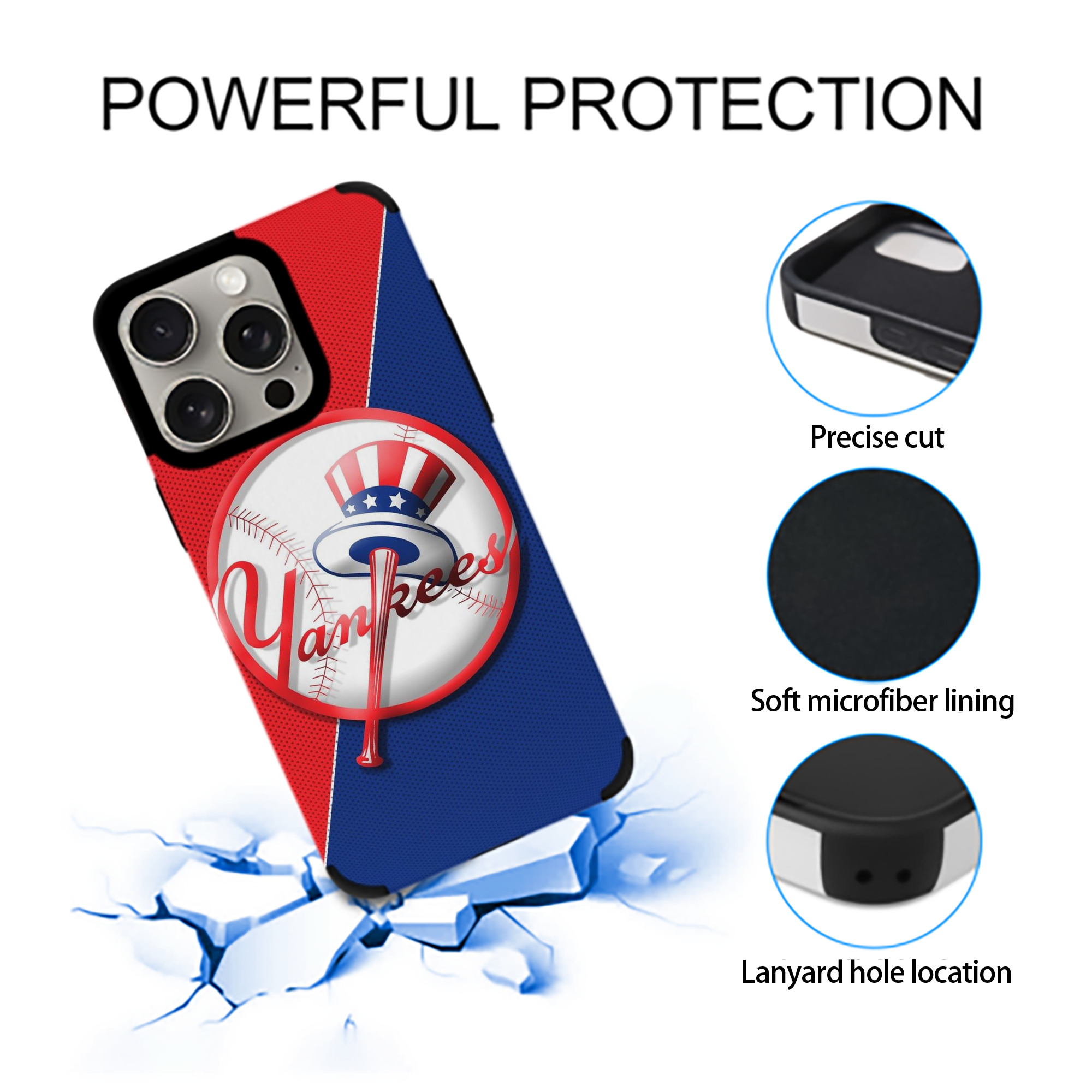 New York Yankees 148 IPhone 15 Pro Max PU Leather Case – Soft Lining, 360° Protection – Precise Fit, 3D Buttons, Easy Charging – Anti-Yellowing, Easy To Clean