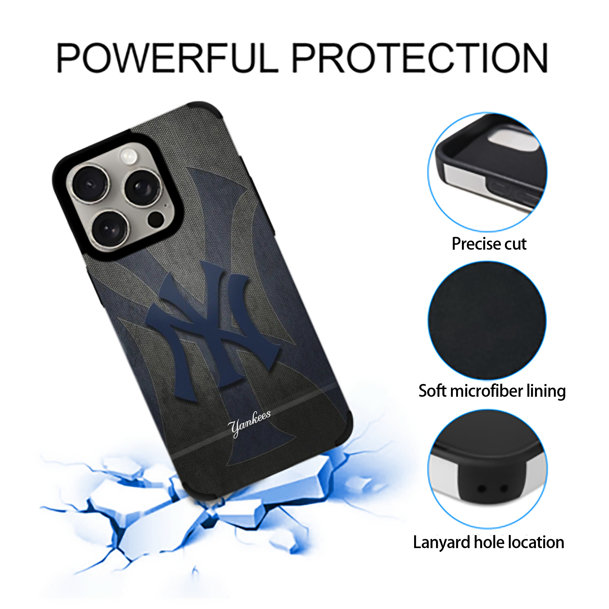 New York Yankees 153 IPhone 15 Pro Max PU Leather Case – Soft Lining, 360° Protection – Precise Fit, 3D Buttons, Easy Charging – Anti-Yellowing, Easy To Clean