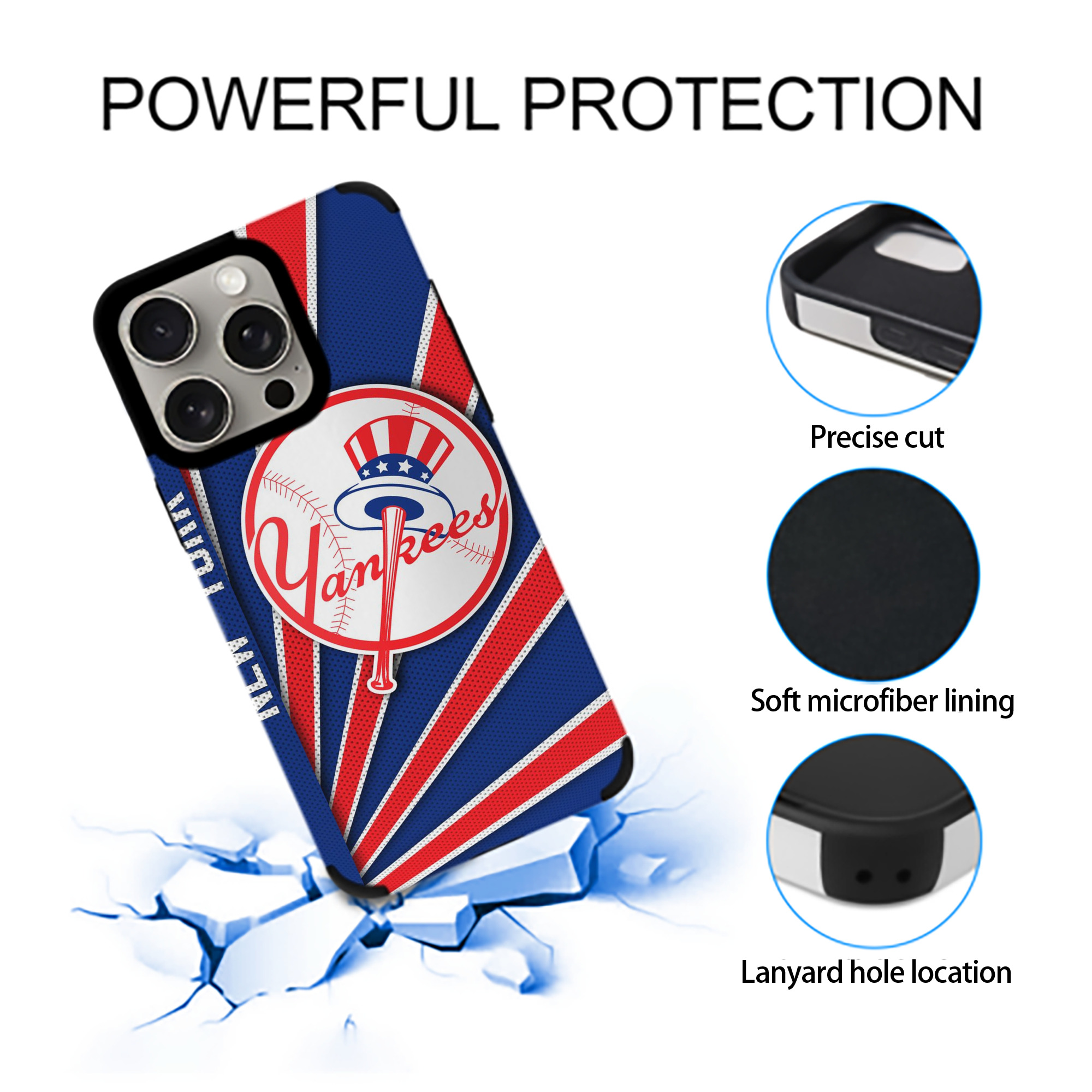 New York Yankees 182 IPhone 15 Pro Max PU Leather Case – Soft Lining, 360° Protection – Precise Fit, 3D Buttons, Easy Charging – Anti-Yellowing, Easy To Clean