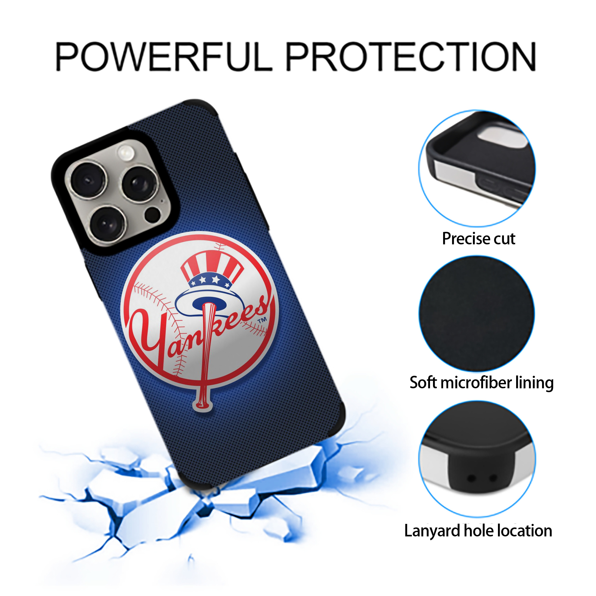 New York Yankees 193 IPhone 15 Pro Max PU Leather Case – Soft Lining, 360° Protection – Precise Fit, 3D Buttons, Easy Charging – Anti-Yellowing, Easy To Clean