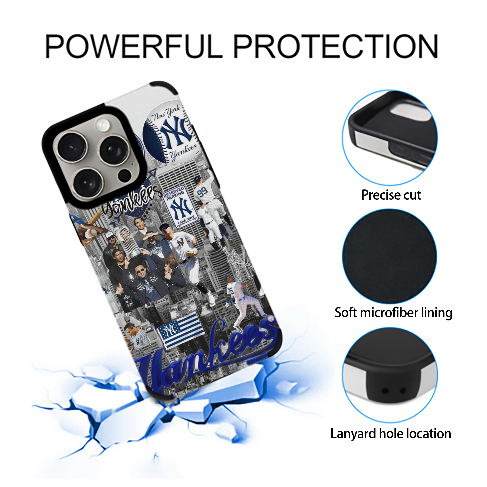 New York Yankees 199 IPhone 15 Pro Max PU Leather Case – Soft Lining, 360° Protection – Precise Fit, 3D Buttons, Easy Charging – Anti-Yellowing, Easy To Clean