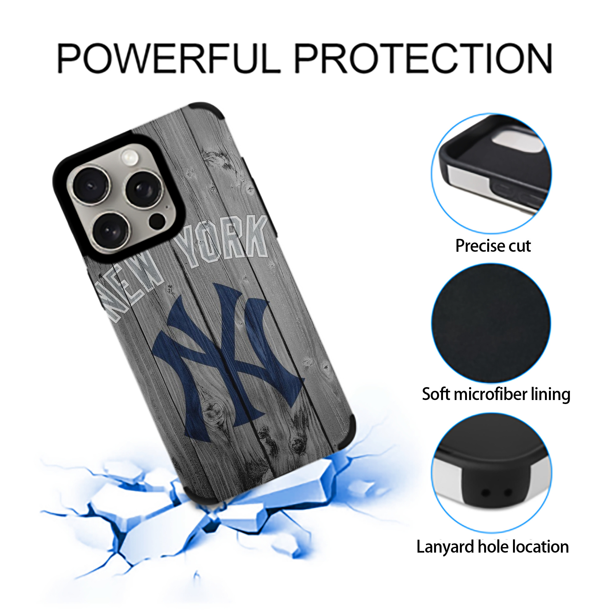 New York Yankees 204 IPhone 15 Pro Max PU Leather Case – Soft Lining, 360° Protection – Precise Fit, 3D Buttons, Easy Charging – Anti-Yellowing, Easy To Clean