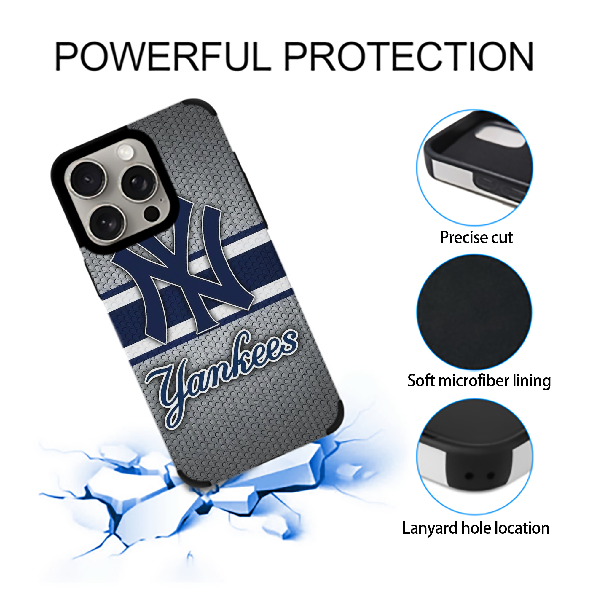 New York Yankees 311 IPhone 15 Pro Max PU Leather Case – Soft Lining, 360° Protection – Precise Fit, 3D Buttons, Easy Charging – Anti-Yellowing, Easy To Clean